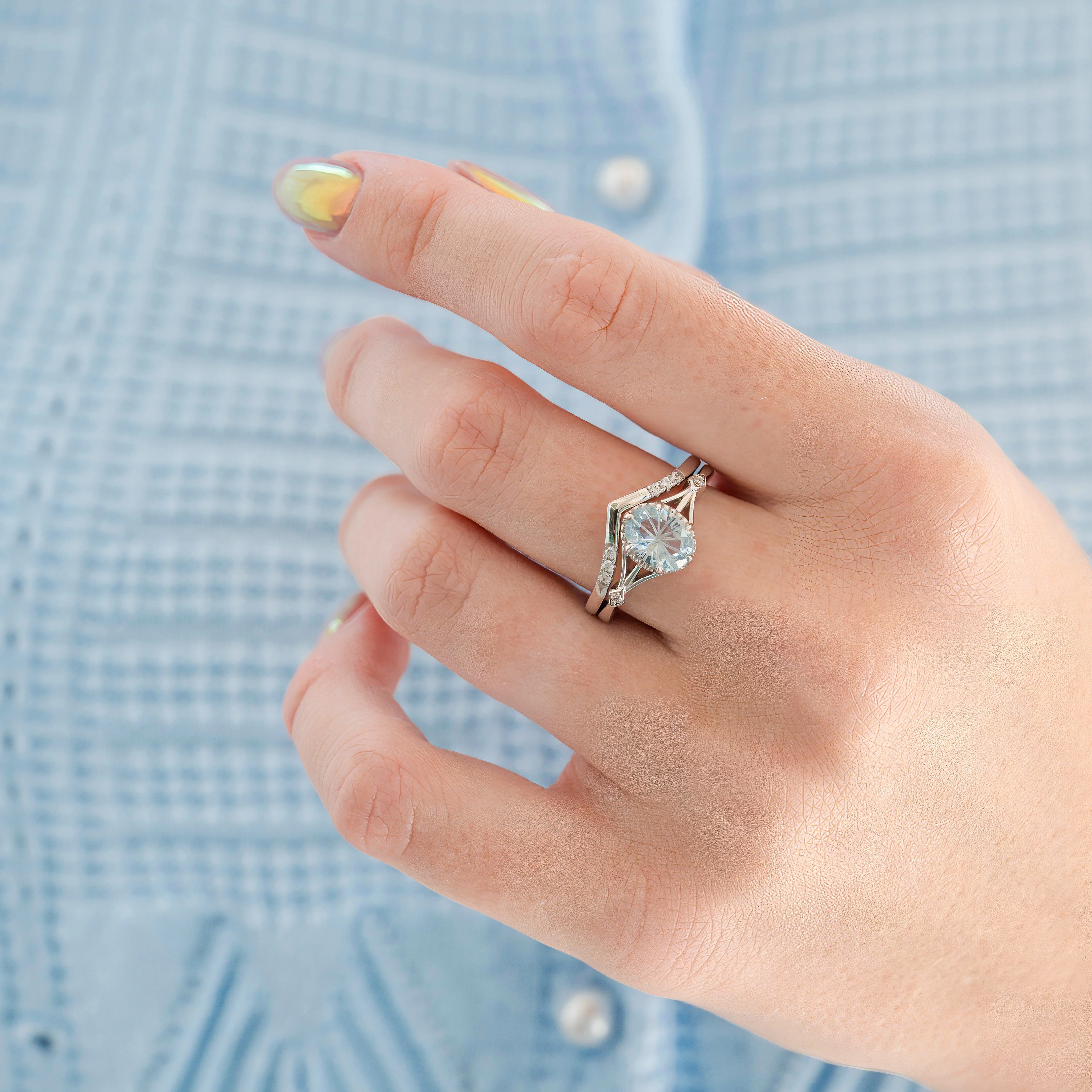 Celtic Aquamarine Couples Ring Set - Image 5