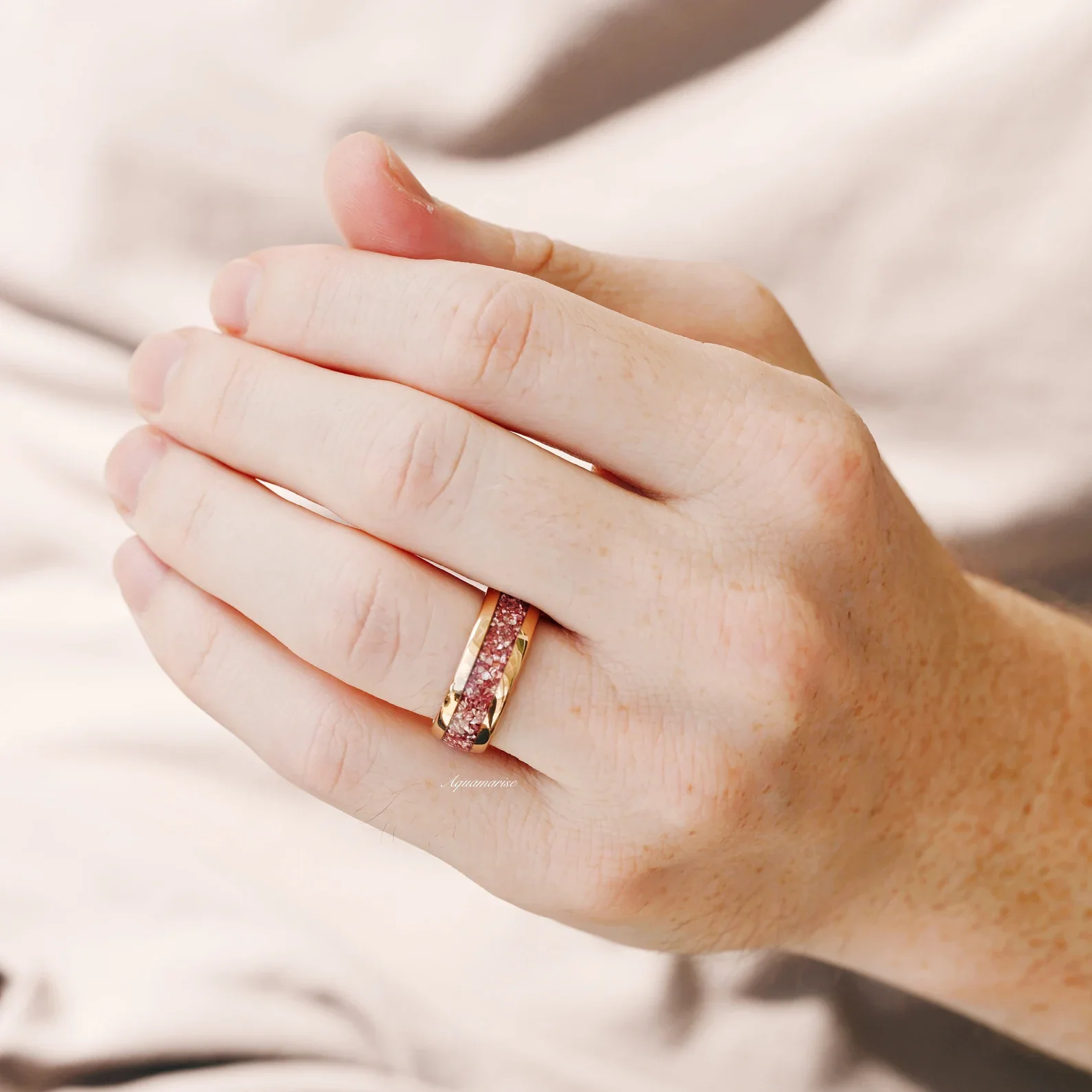 Celtic Hexagon Morganite Couples Ring Set - Image 6