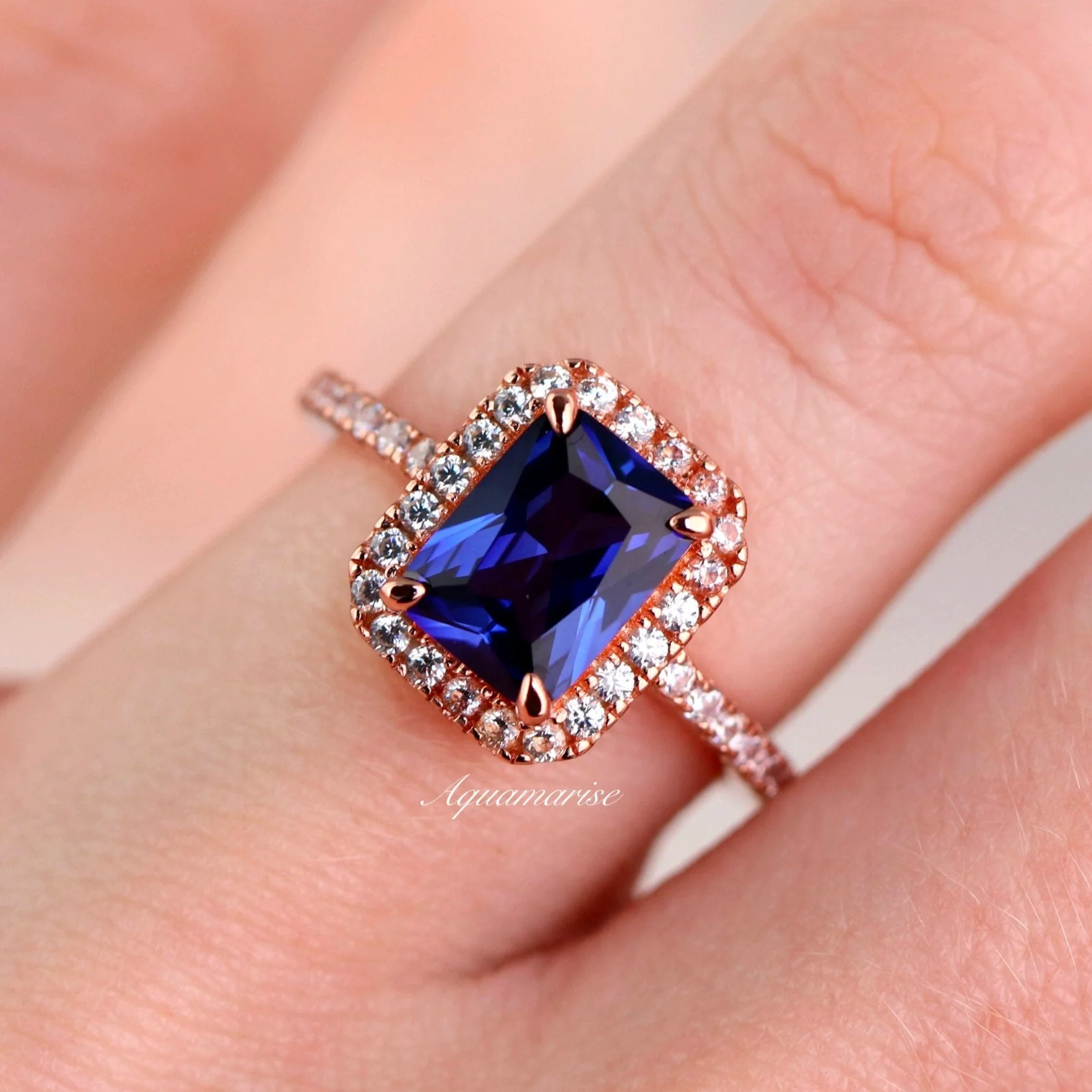 Rae Ceylon Sapphire Ring- 14K Rose Gold Vermeil - Image 2