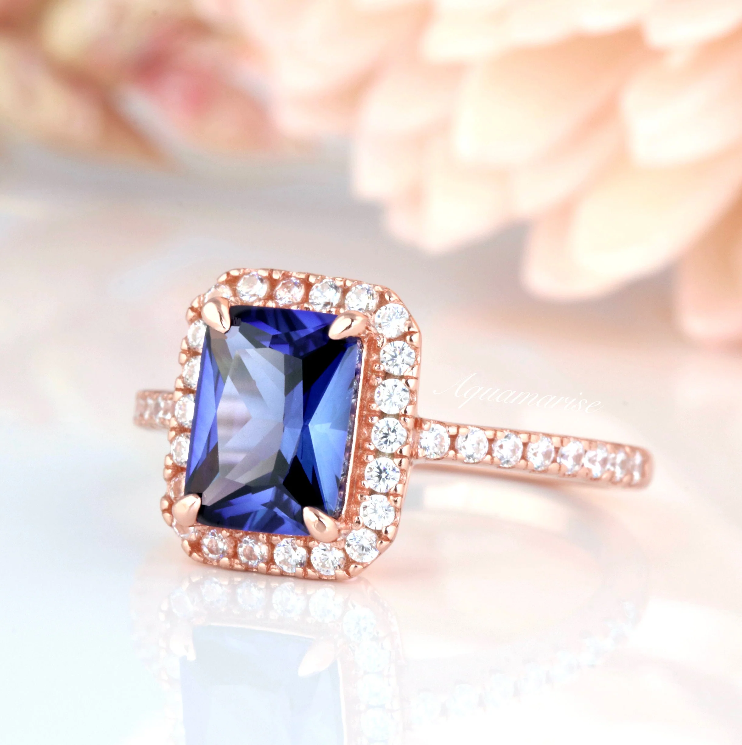 Rae Ceylon Sapphire Ring- 14K Rose Gold Vermeil - Image 3