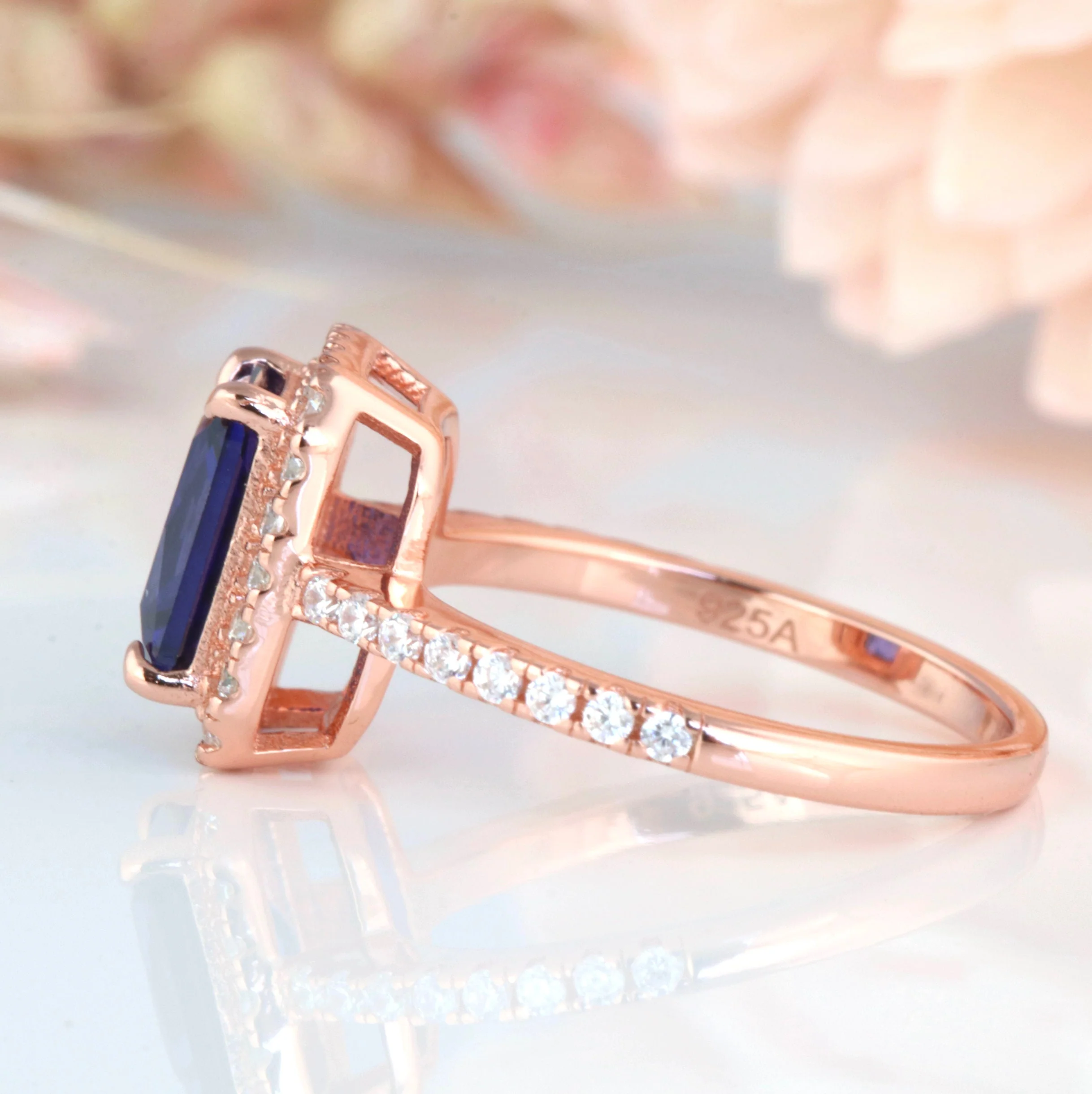 Rae Ceylon Sapphire Ring- 14K Rose Gold Vermeil - Image 4