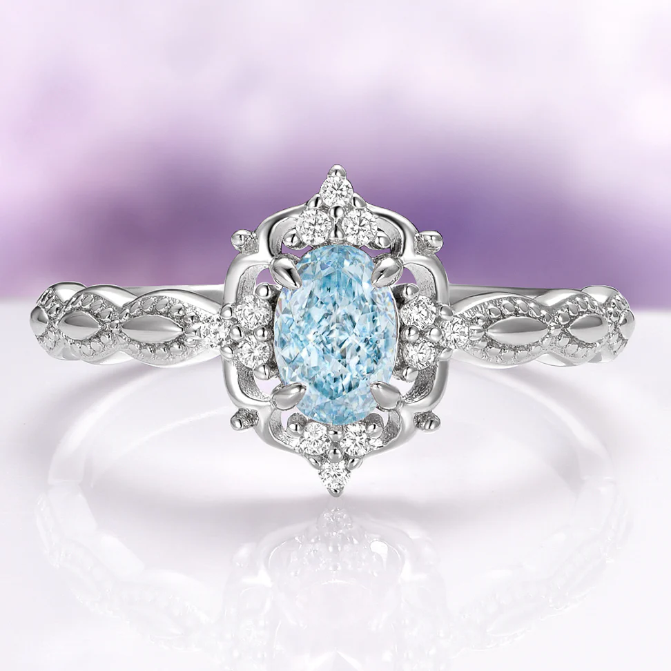 Vintage Aquamarine Engagement Ring in 14K White Gold