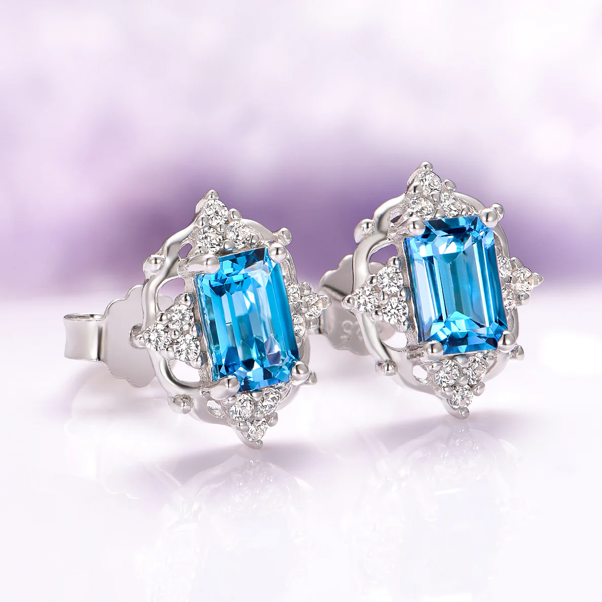 Natural London Blue Topaz Earrings in Sterling Silver - Image 3