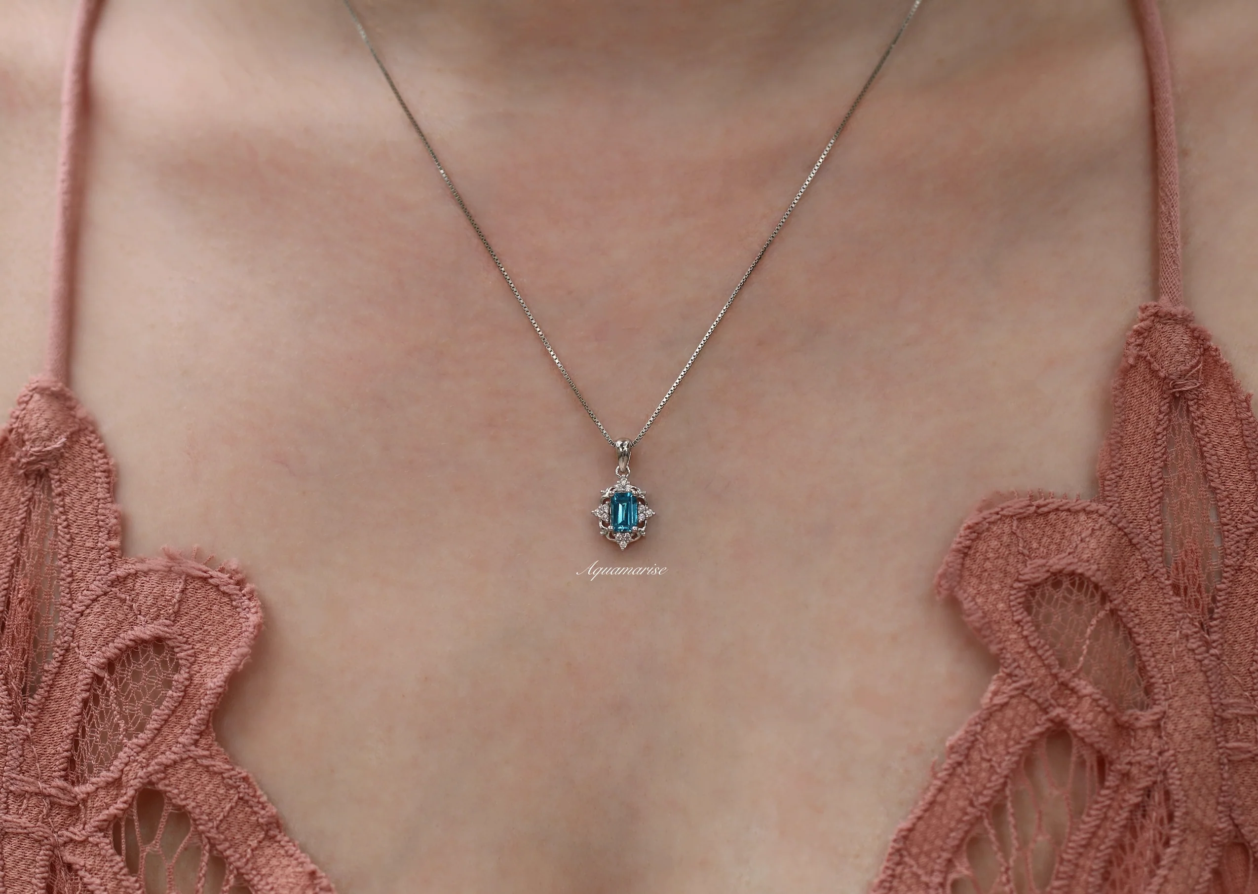Natural London Blue Topaz Necklace in Sterling Silver - Image 2