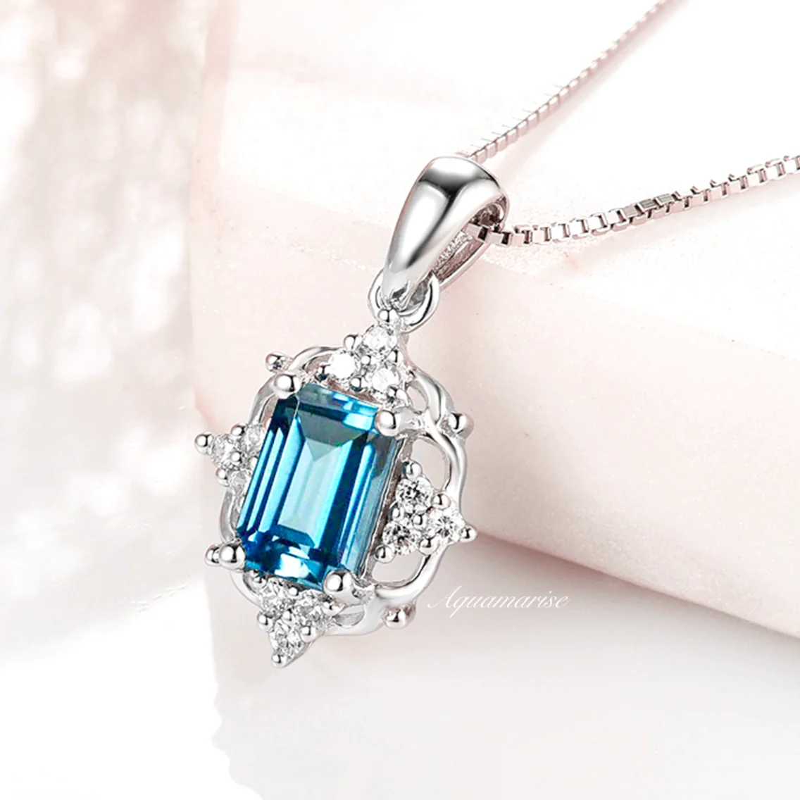 Natural London Blue Topaz Necklace in Sterling Silver - Image 3
