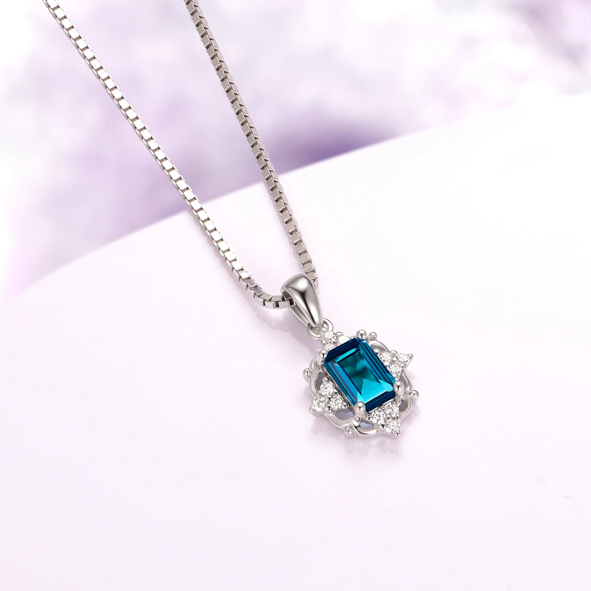 Natural London Blue Topaz Necklace in Sterling Silver - Image 4