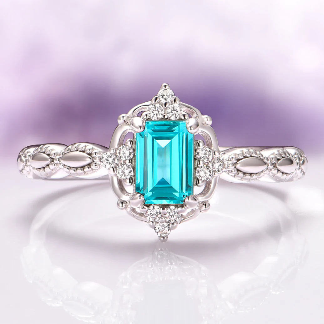Vintage Paraiba Tourmaline Ring in 14K White Gold