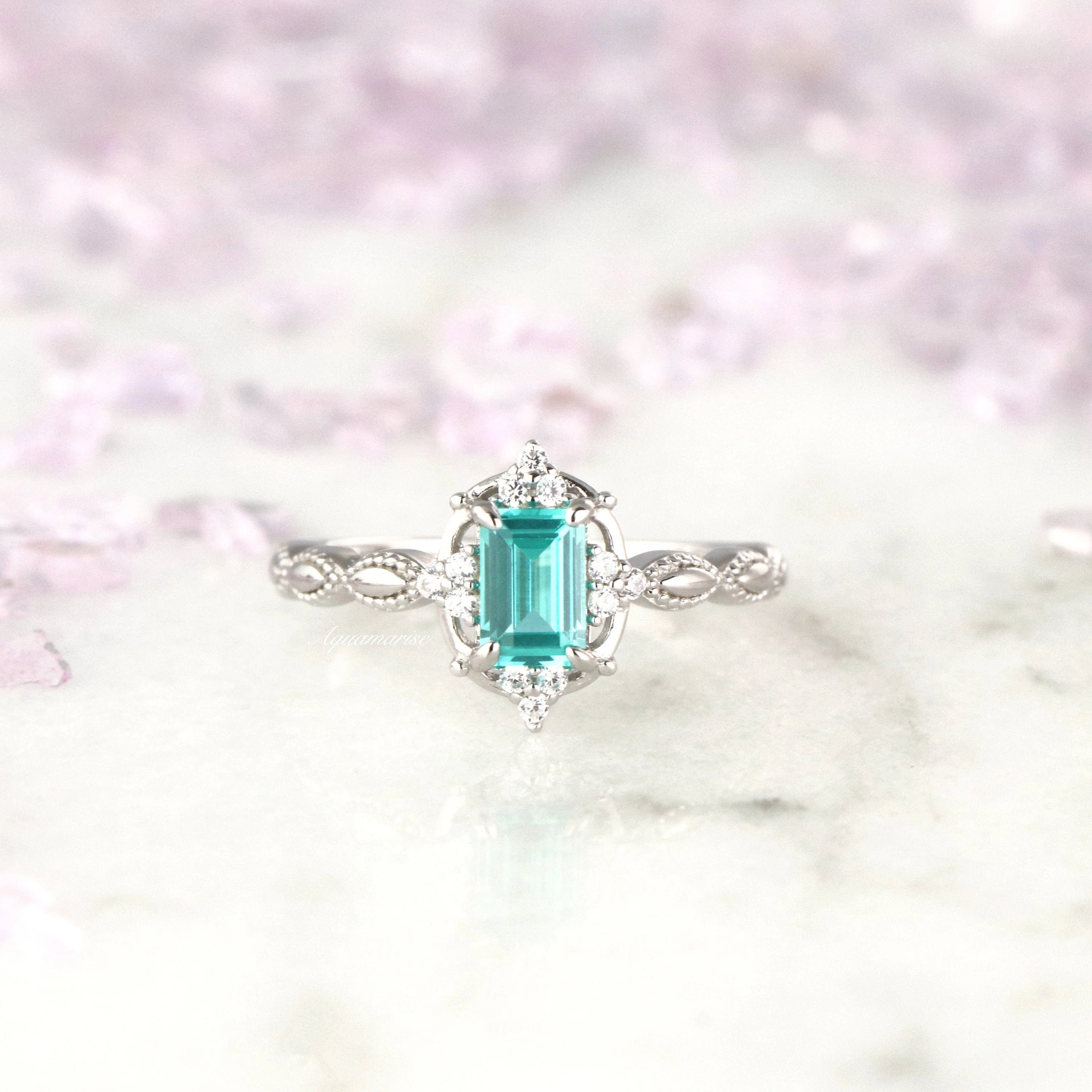 Vintage Paraiba Tourmaline Ring in 14K White Gold - Image 4