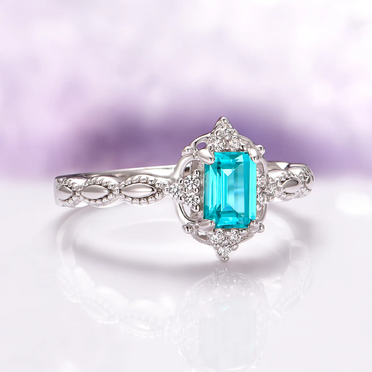 Vintage Paraiba Tourmaline Ring in 14K White Gold - Image 5