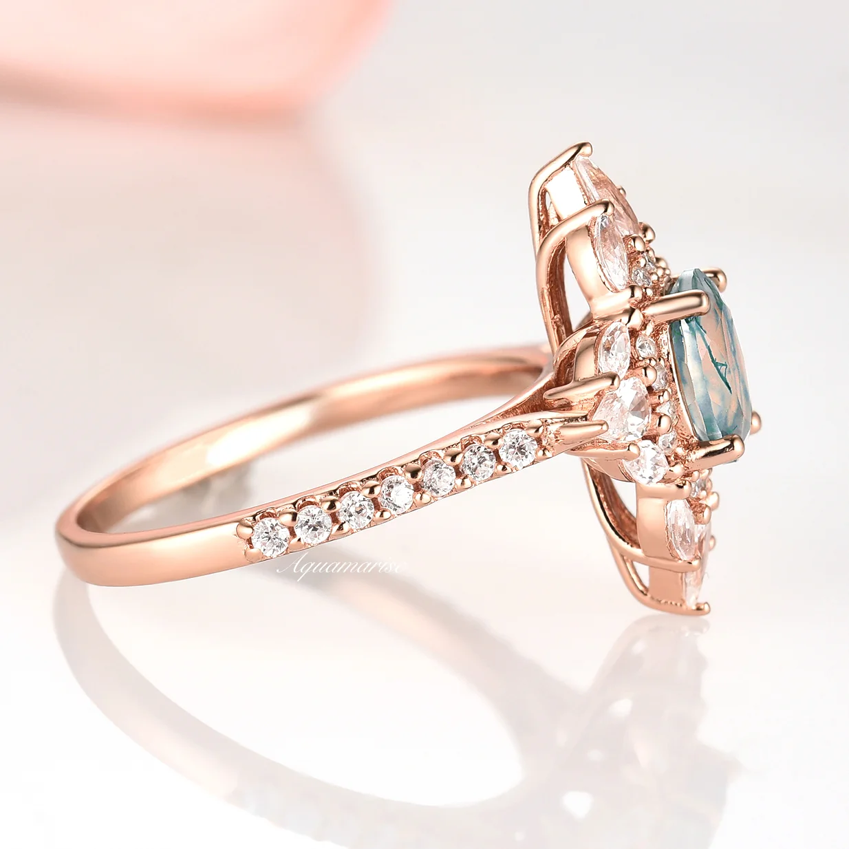 Stella Green Moss Agate Ring- 14K Rose Gold Vermeil - Image 6