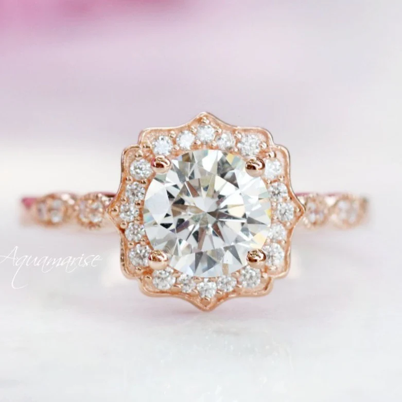Cordelia Lab-Grown Diamond Engagement Ring- 14K Solid Rose Gold (IGI Certified)