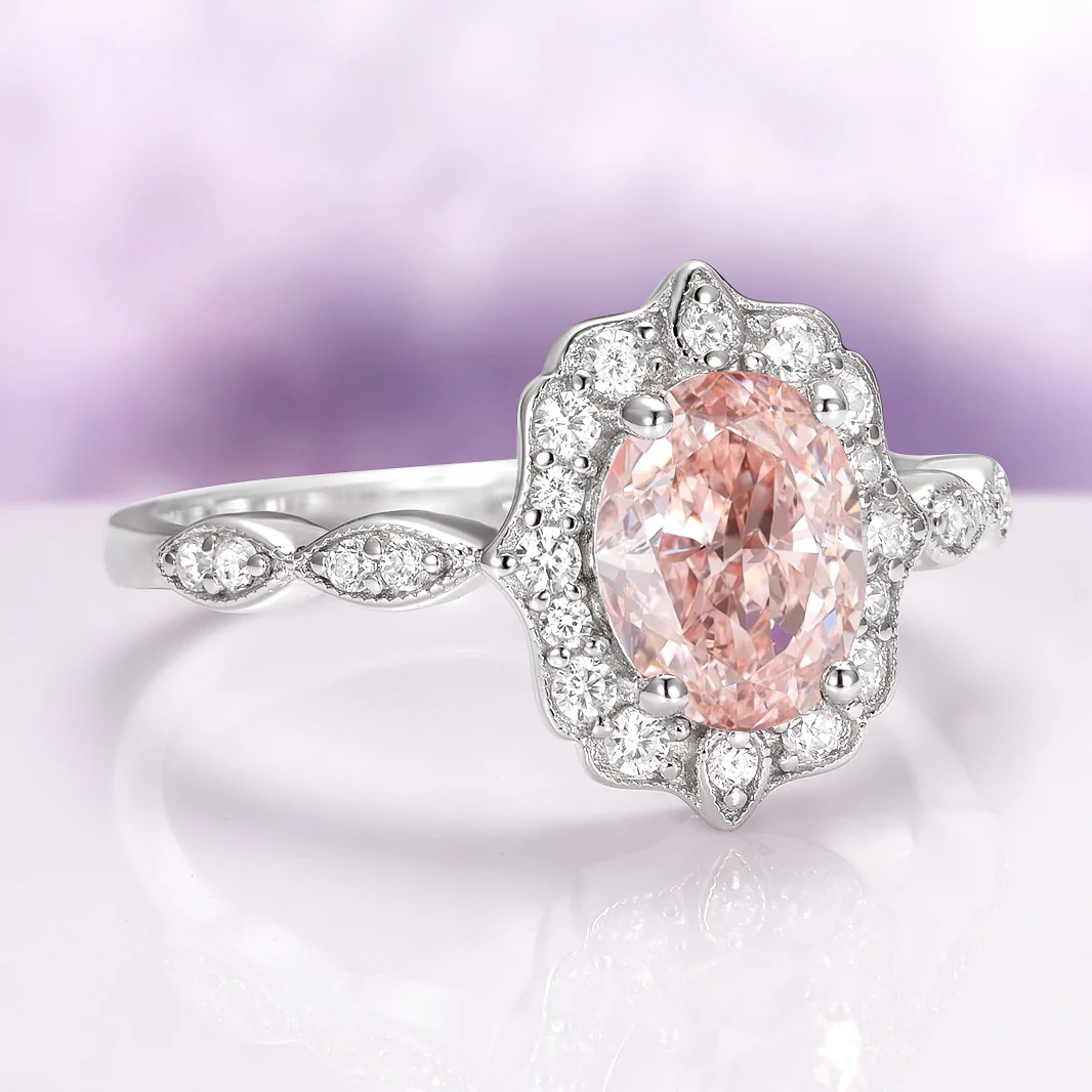 Cordelia Vintage Morganite Engagement Ring in 14K White Gold - Image 5