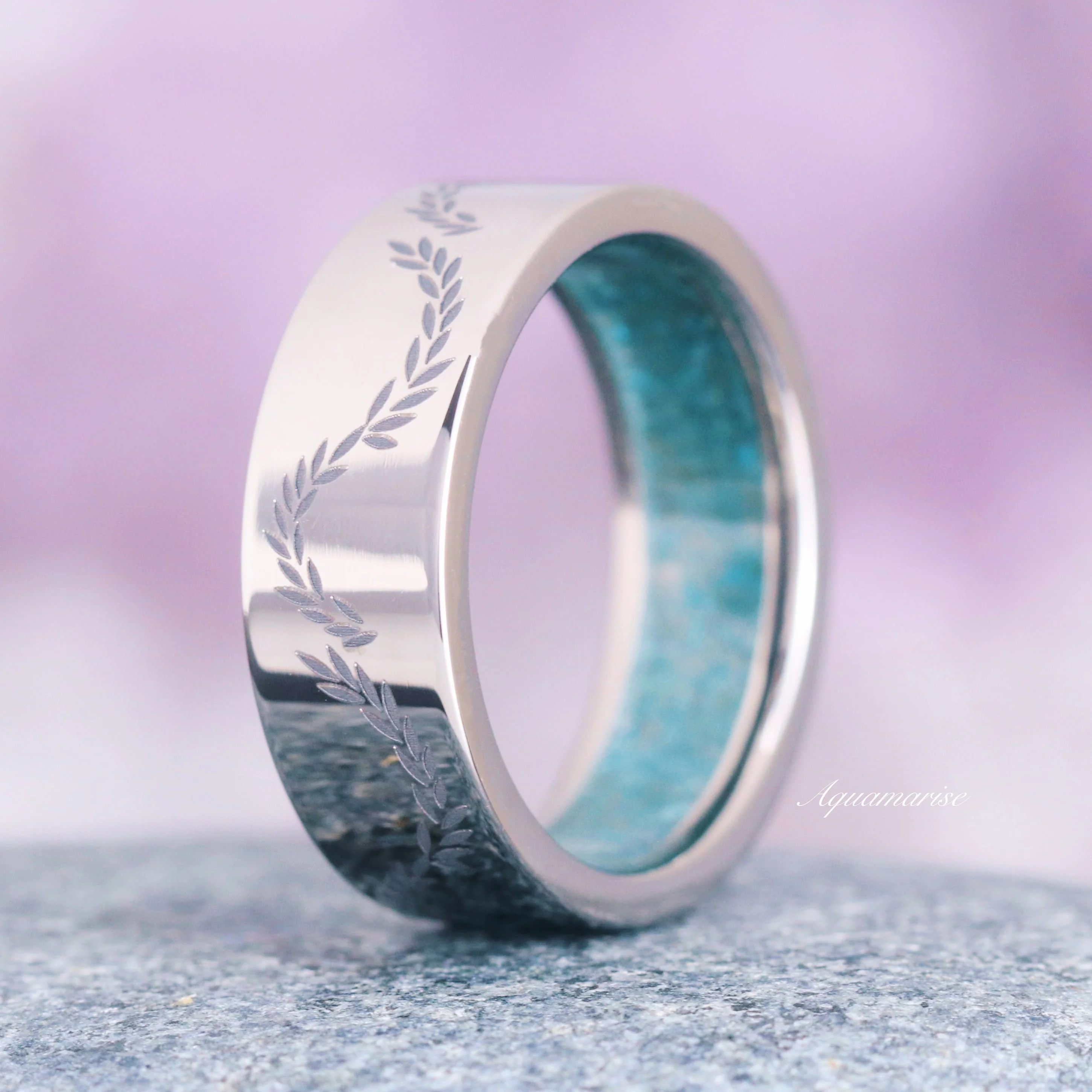 Aquamarine Leaf Couples Ring Set - Image 5