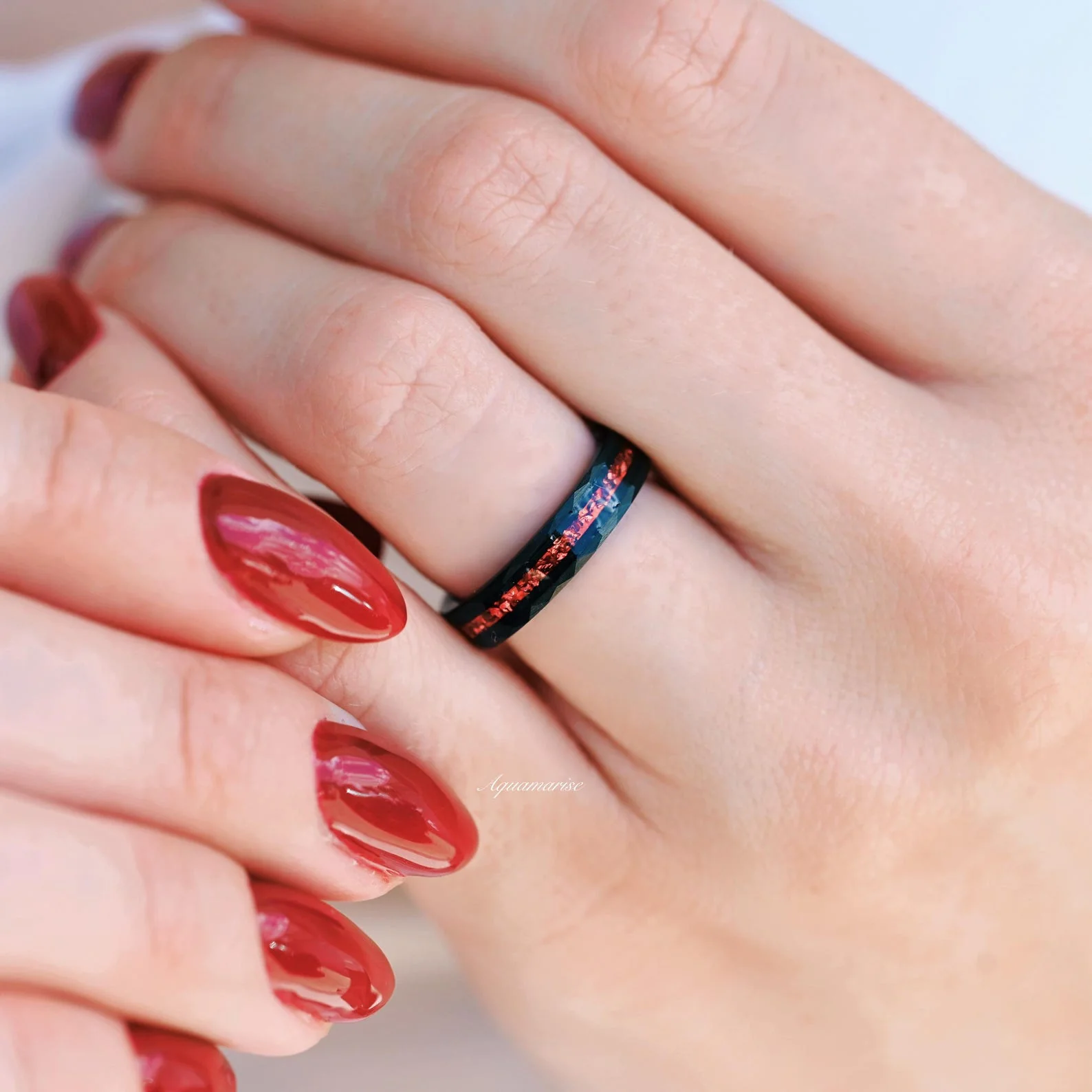 Crushed Red Garnet Couples Ring Set - Image 4