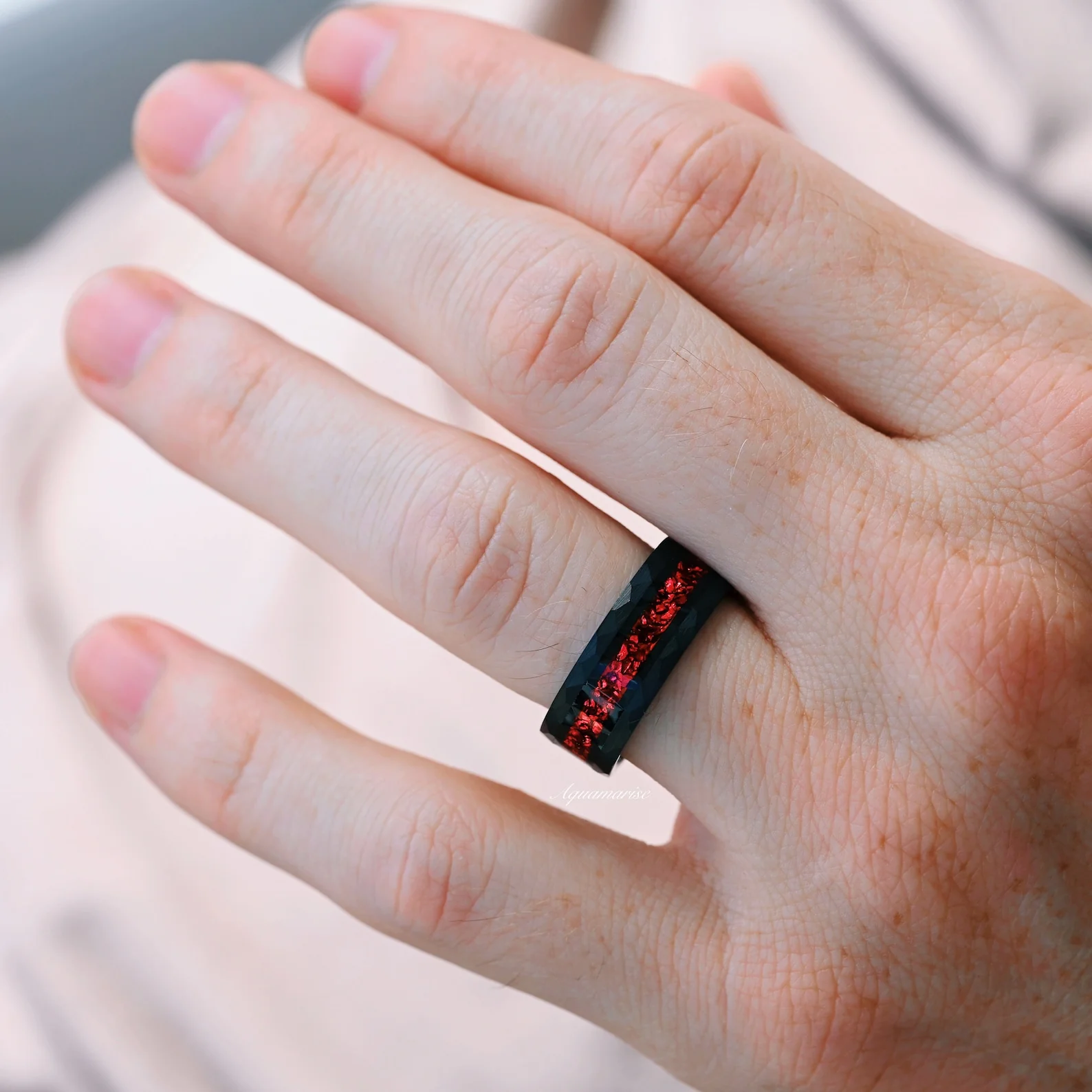 Crushed Red Garnet Couples Ring Set - Image 5