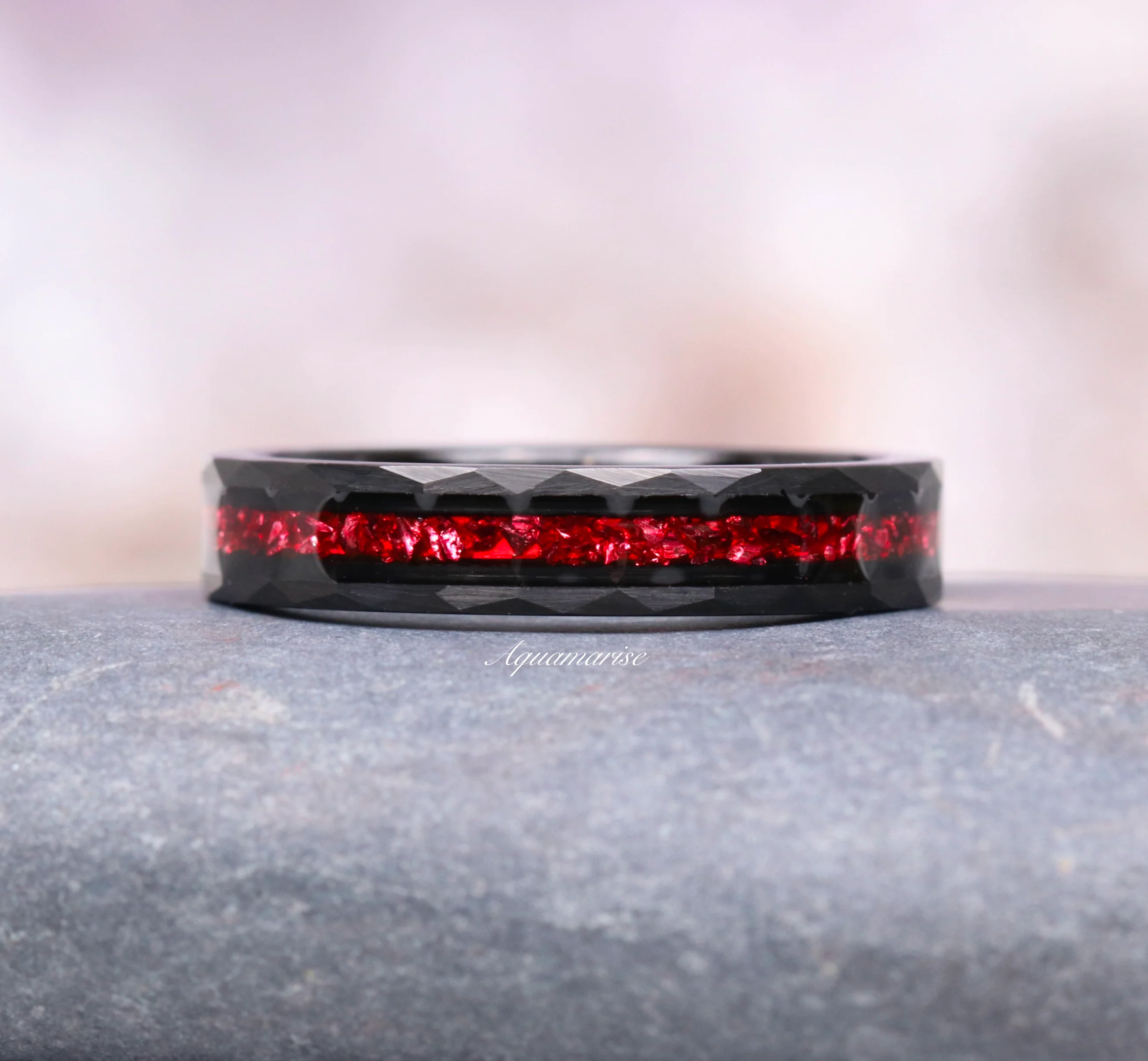 Crushed Red Garnet Couples Ring Set - Image 7