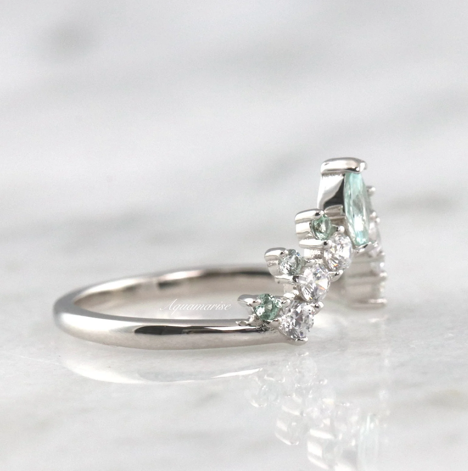Crown Mint Green Sapphire Band- Sterling Silver - Image 6
