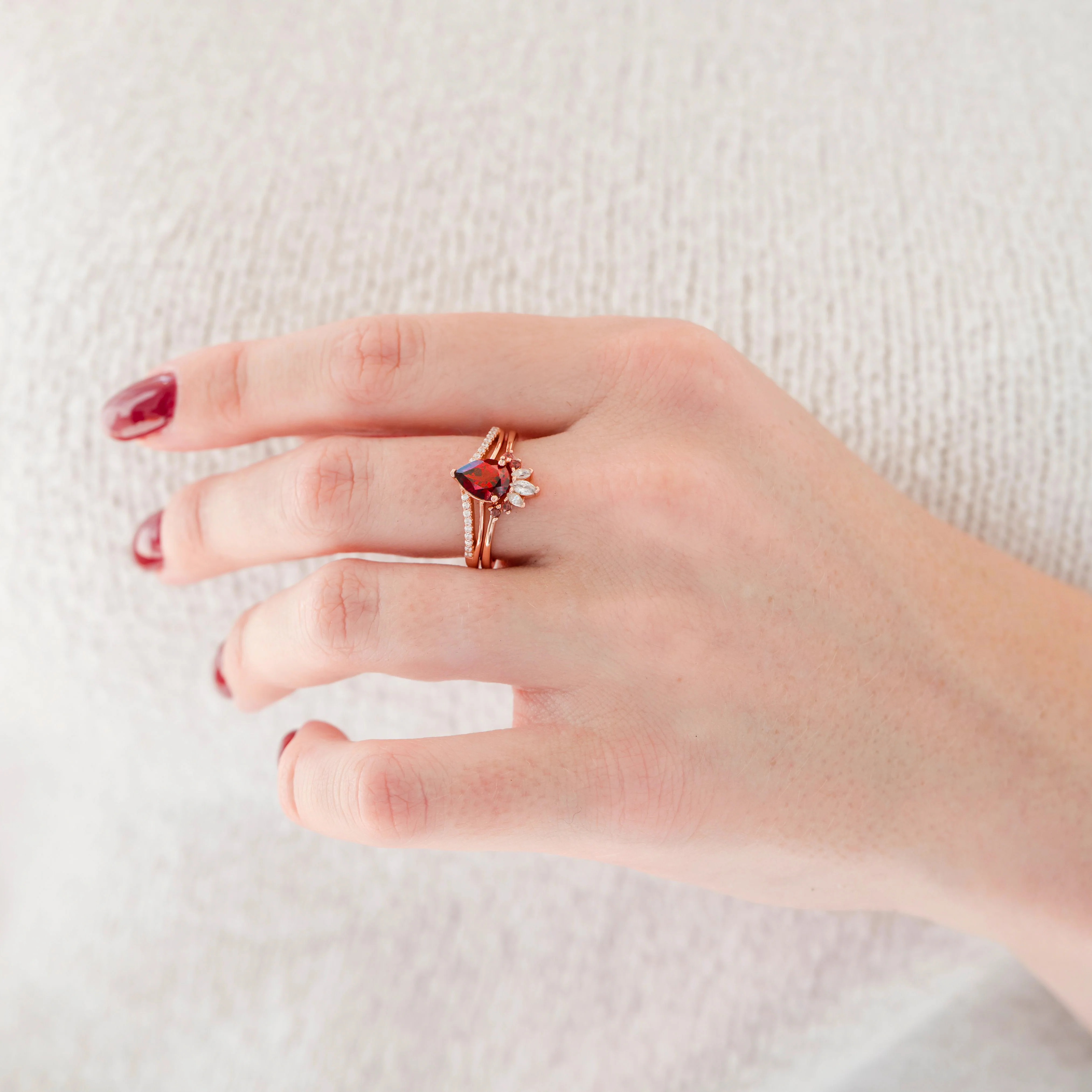 Dakota Natural Red Garnet Ring Set in 14K Rose Gold Vermeil - Image 4