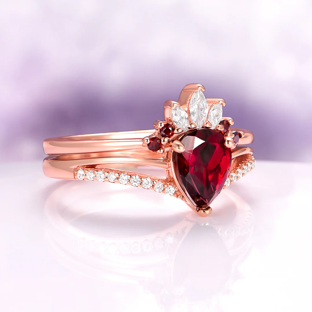 Dakota Natural Red Garnet Ring Set in 14K Rose Gold Vermeil - Image 5