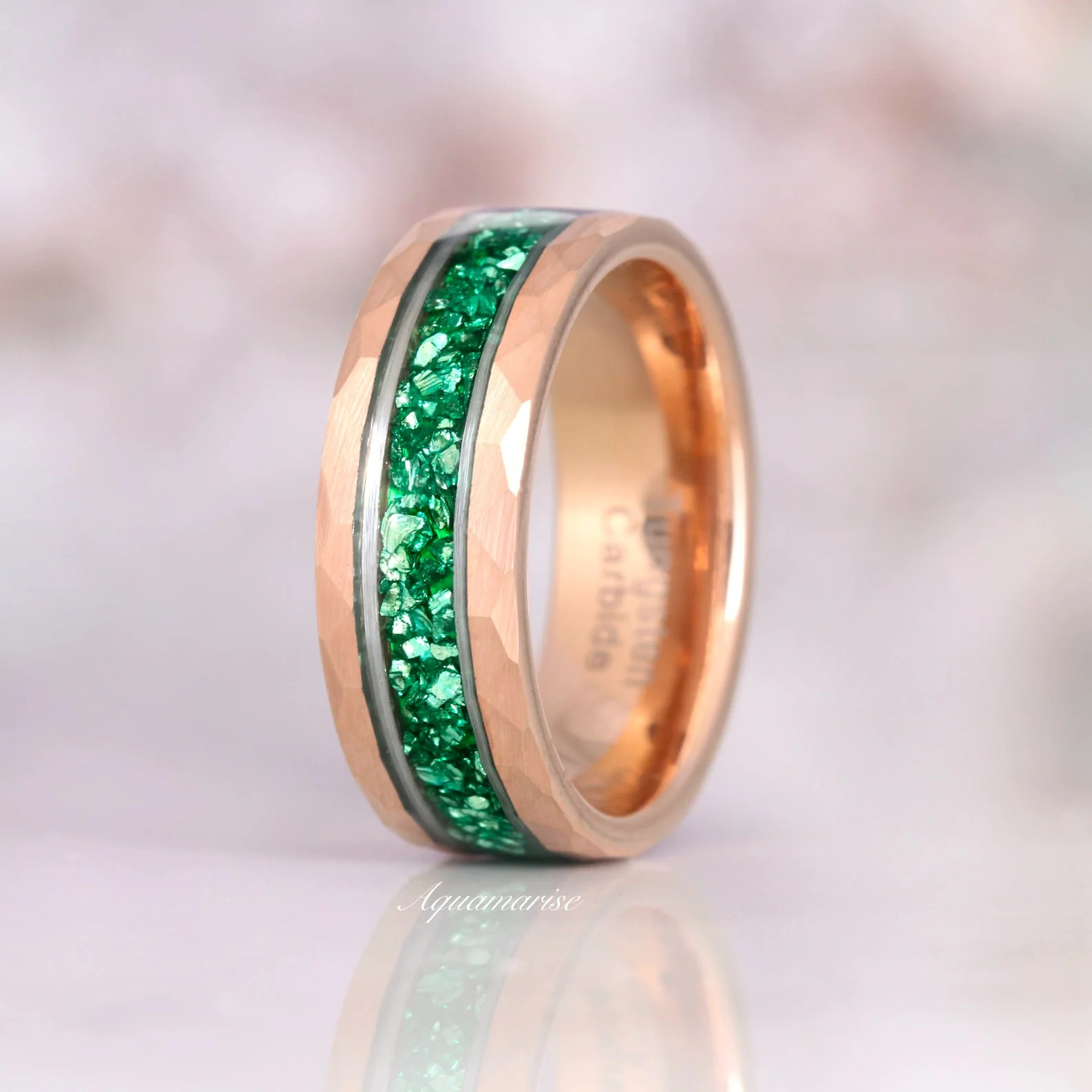 Simulated Diamond & Emerald Leaf Couples Ring Set - Image 6