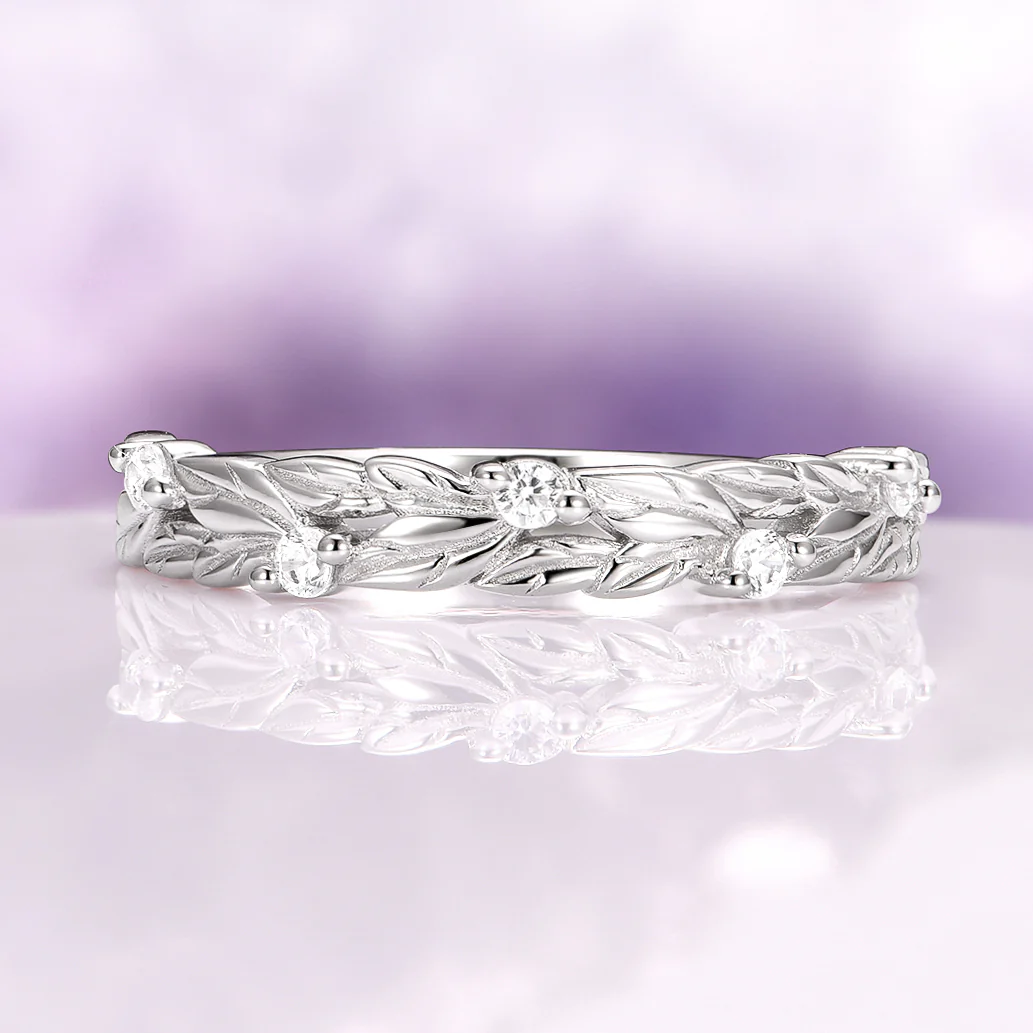 Leaf Wedding Band in Sterling Silver