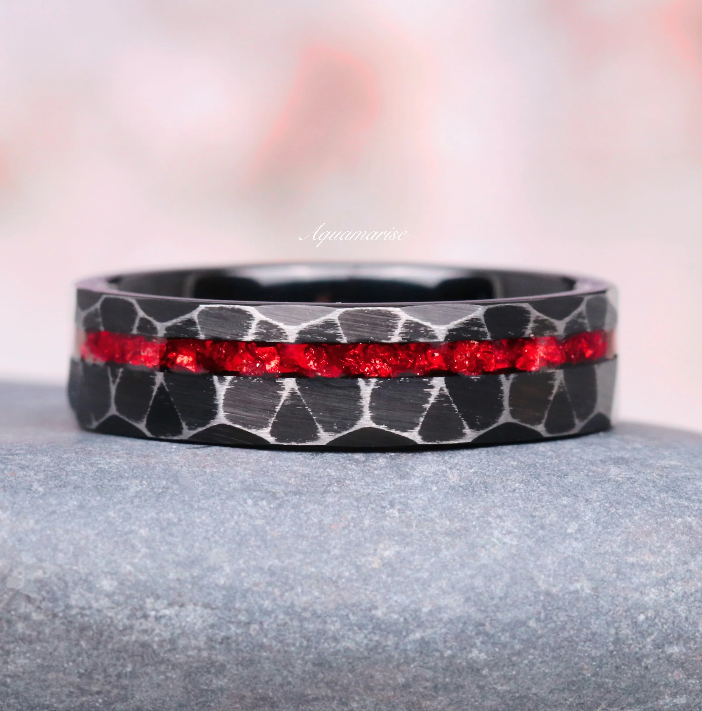 Red Dragon Garnet & Black Onyx Couples Ring Set - Image 4