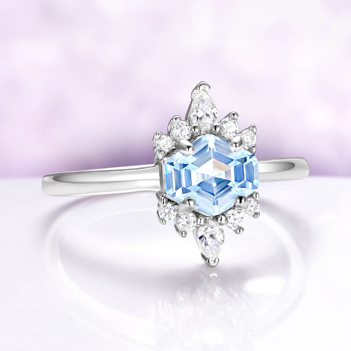 East West Aquamarine Ring in Sterling Silver - Image 3