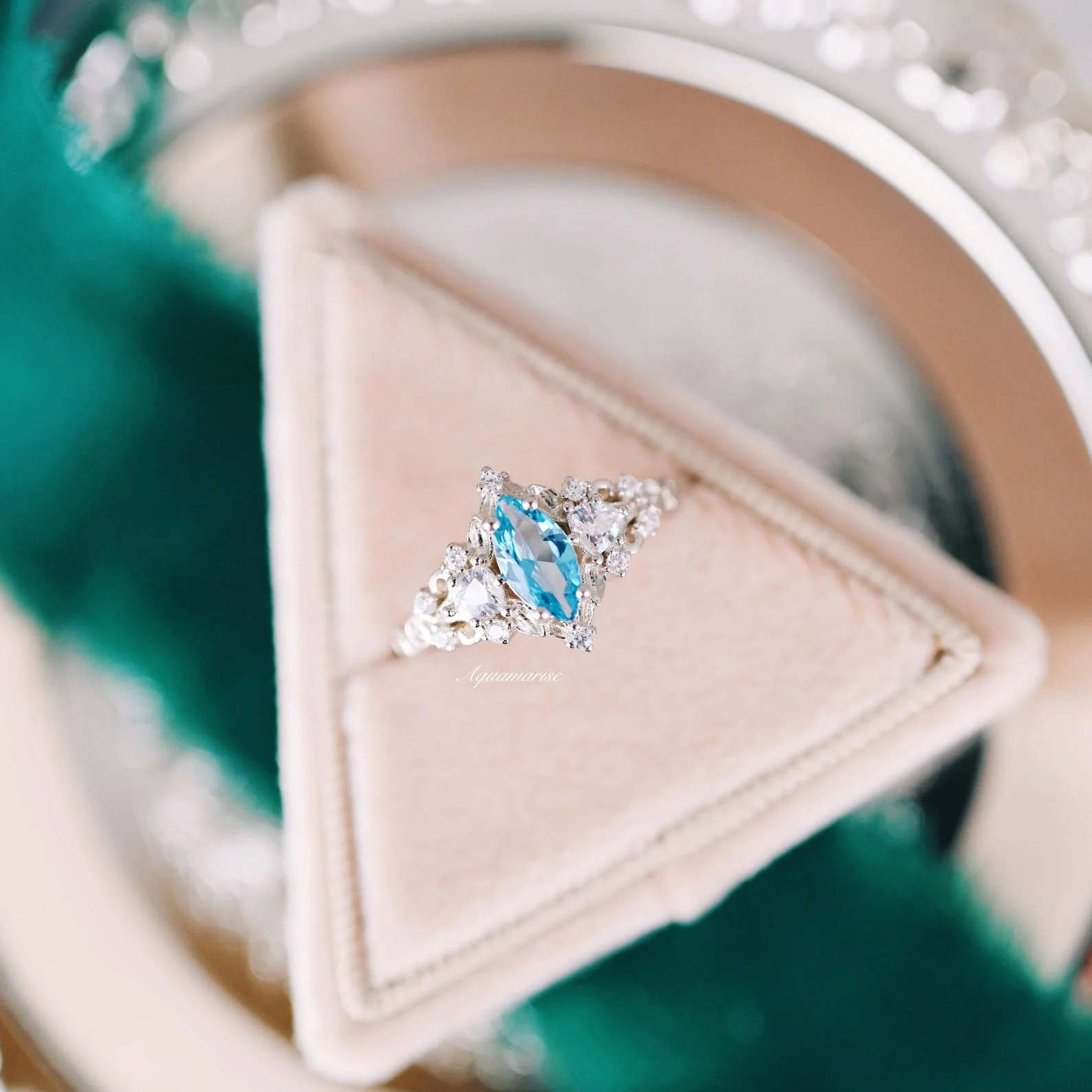 Elain Swiss Blue Topaz Fairy Leaf Ring in Sterling Silver - Image 2