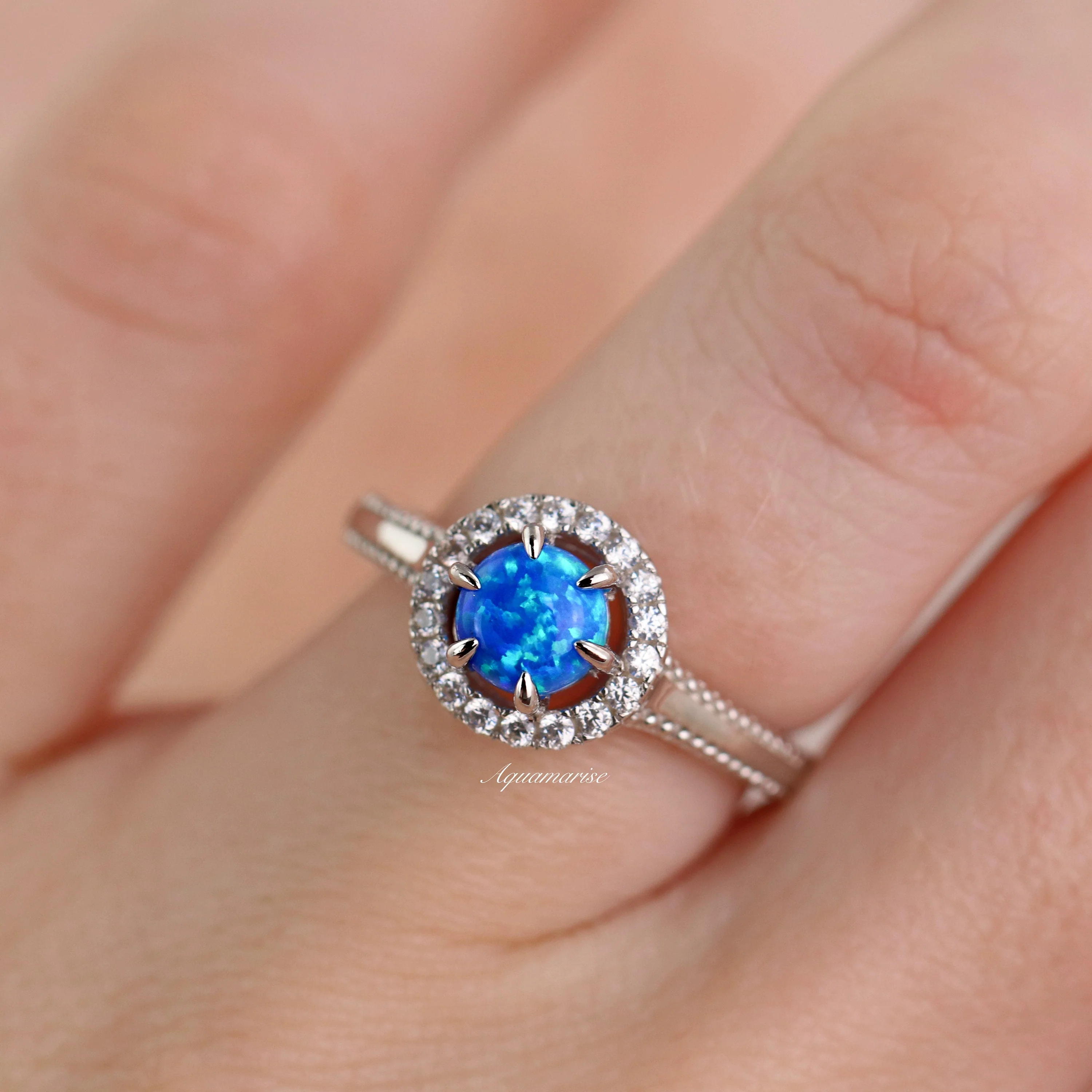 Ella Blue Fire Opal Ring in Sterling Silver - Image 3