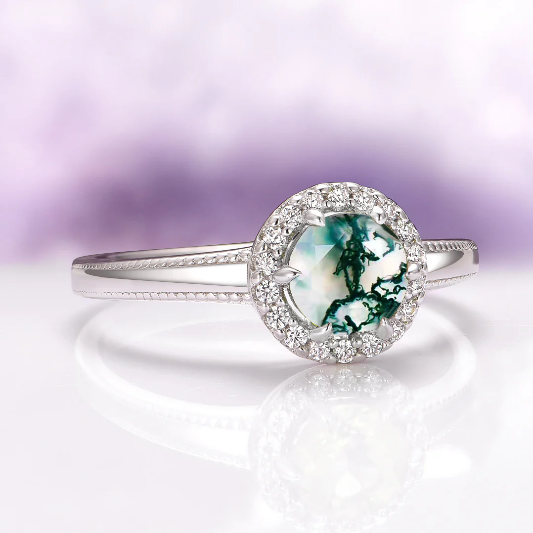 Ella Green Moss Agate Ring in Sterling Silver - Image 2