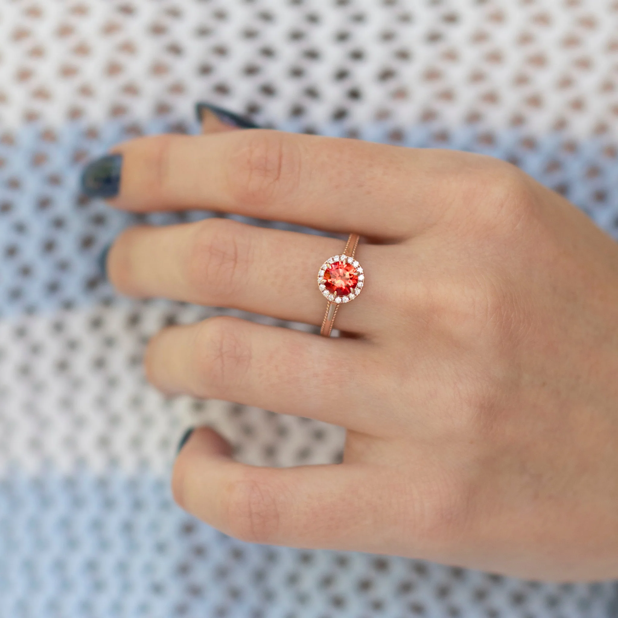 Ella Padparadscha Sapphire Ring in 14K Rose Gold Vermeil - Image 2