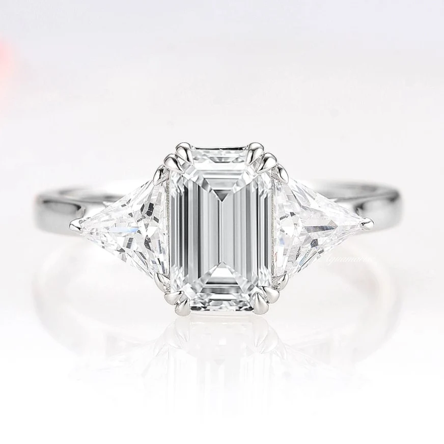 Emerald Cut Lab-Grown Diamond Engagement Ring- 14K White Gold (IGI Certified)