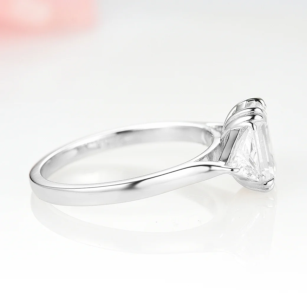 Emerald Cut Lab-Grown Diamond Engagement Ring- 14K White Gold (IGI Certified) - Image 5