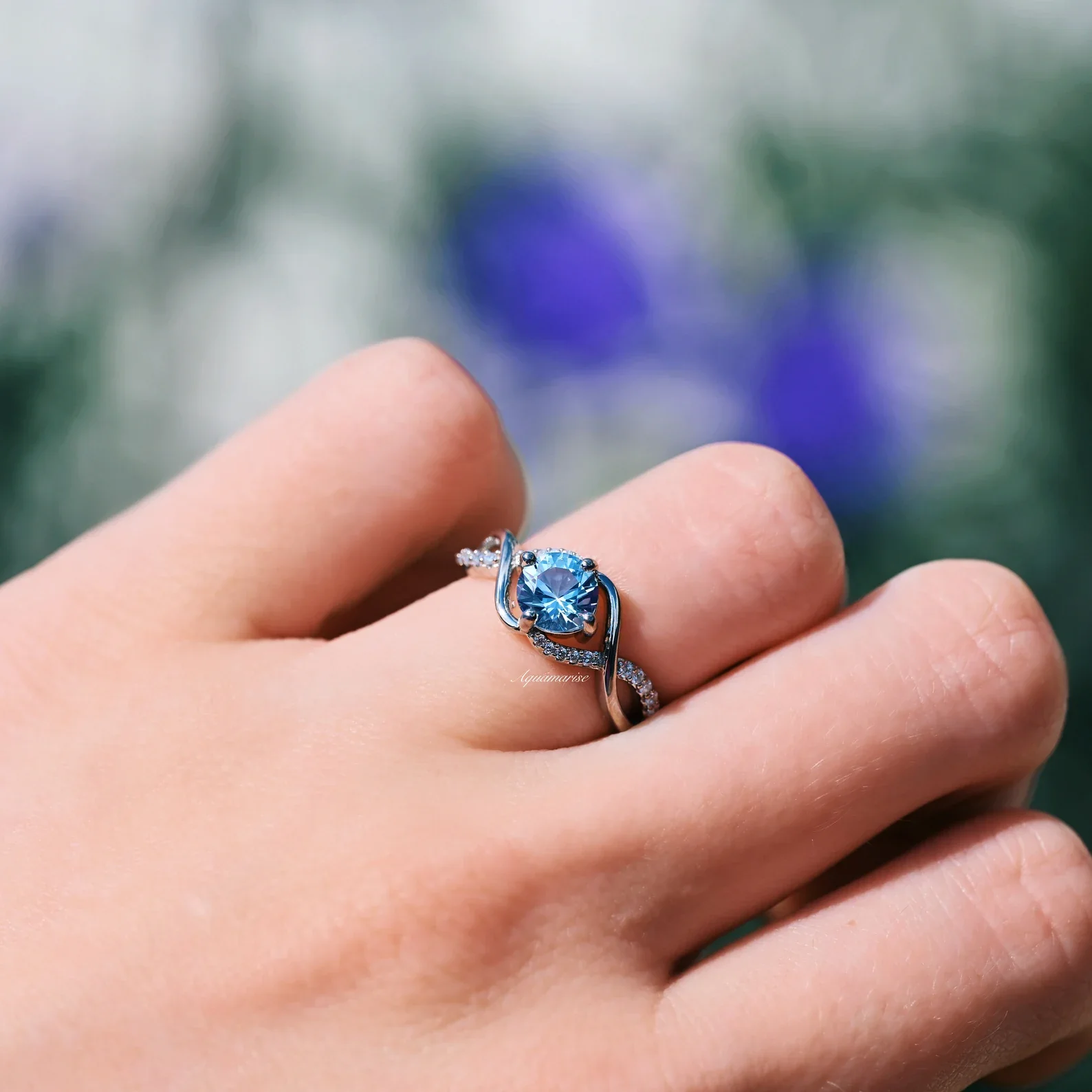 Entwined Aquamarine Ring- Sterling Silver - Image 2