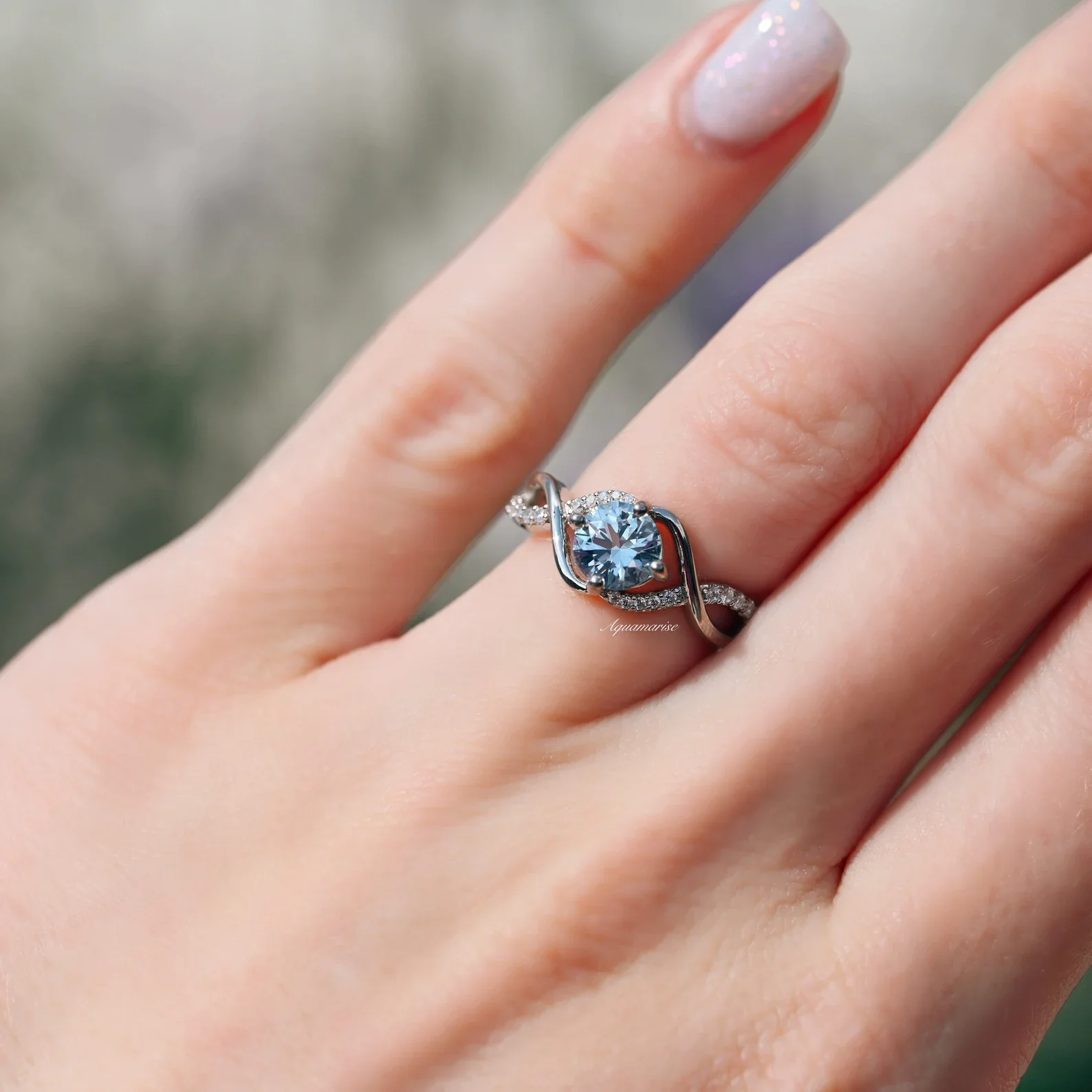 Entwined Aquamarine Ring- Sterling Silver - Image 3