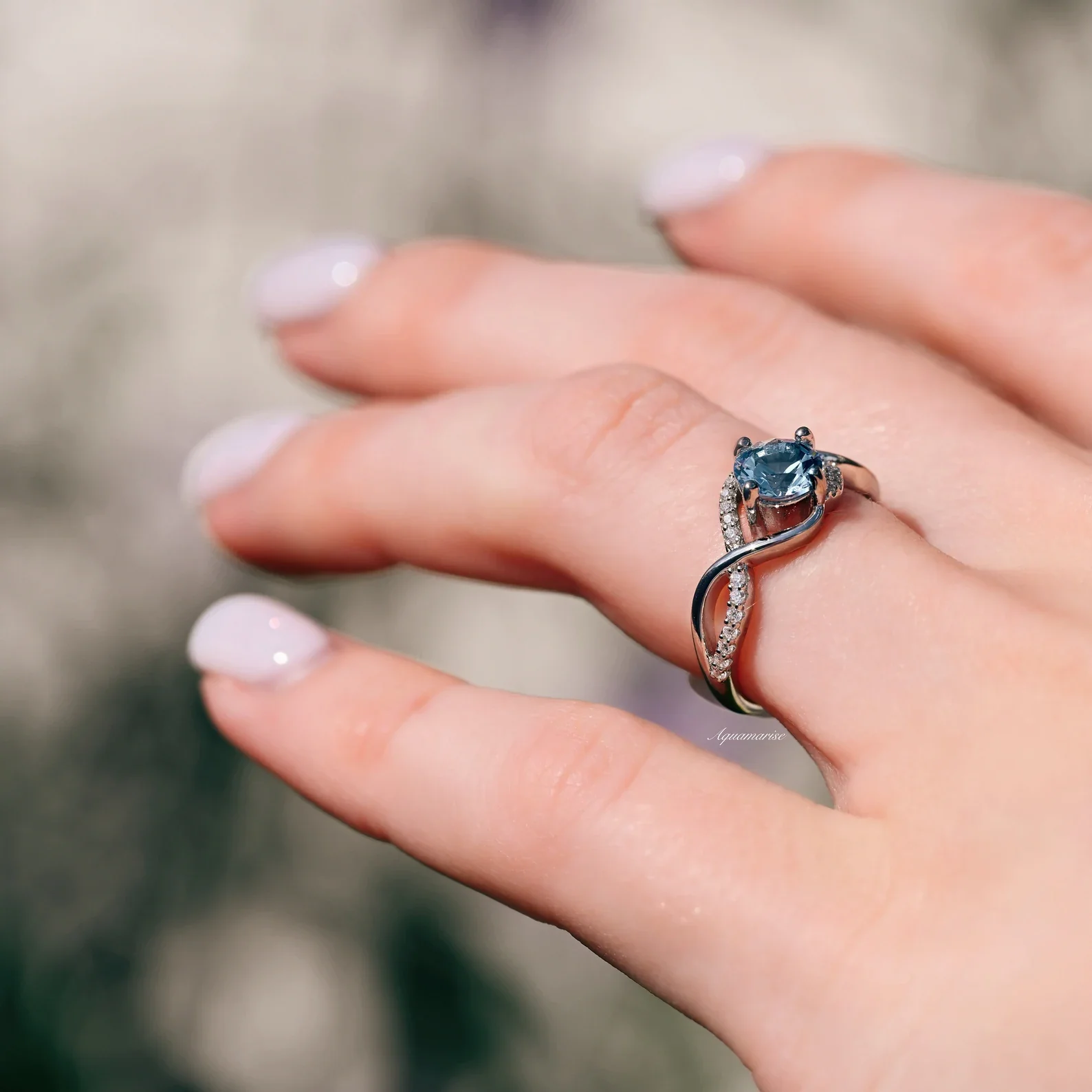 Entwined Aquamarine Ring- Sterling Silver - Image 4
