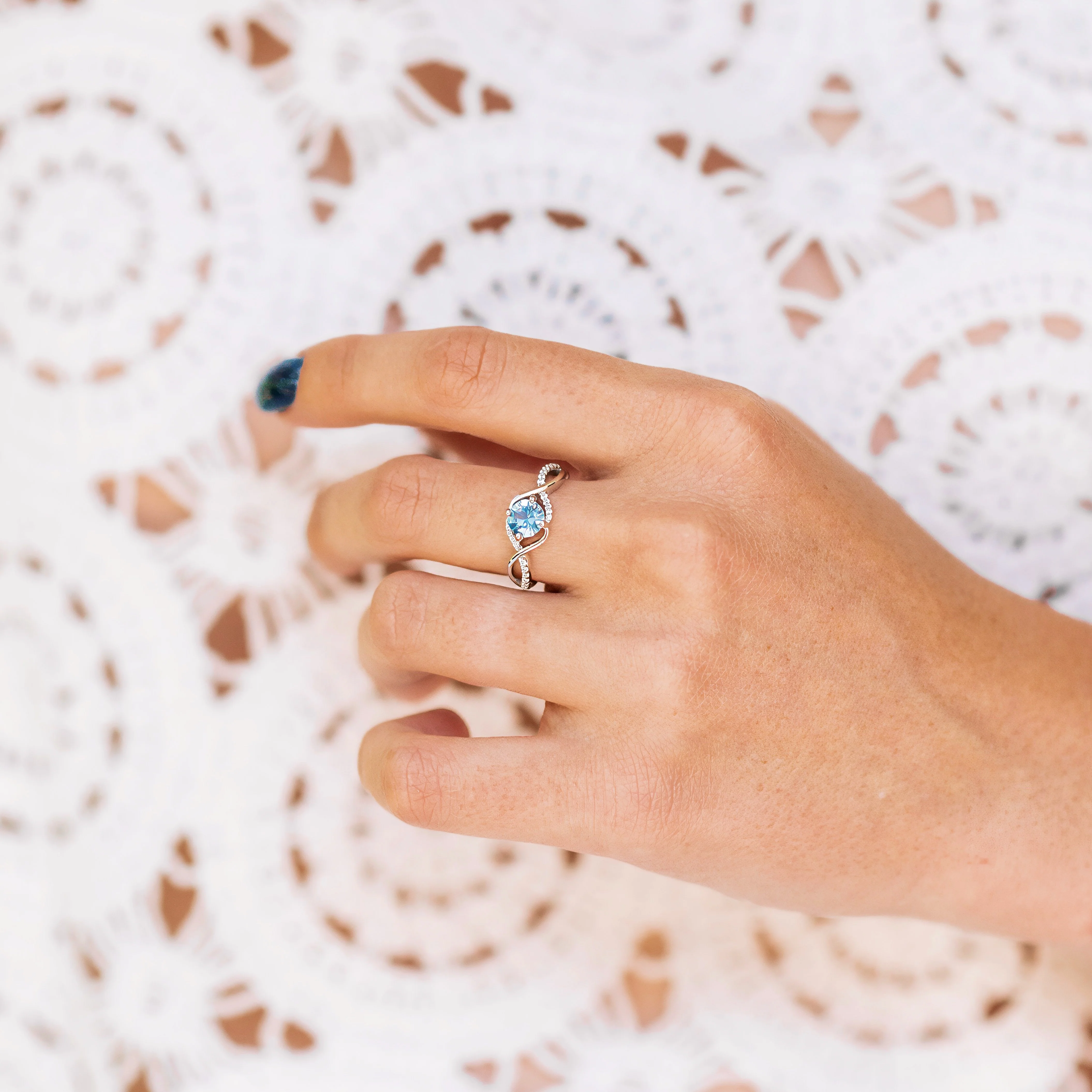 Entwined Aquamarine Ring- Sterling Silver - Image 5