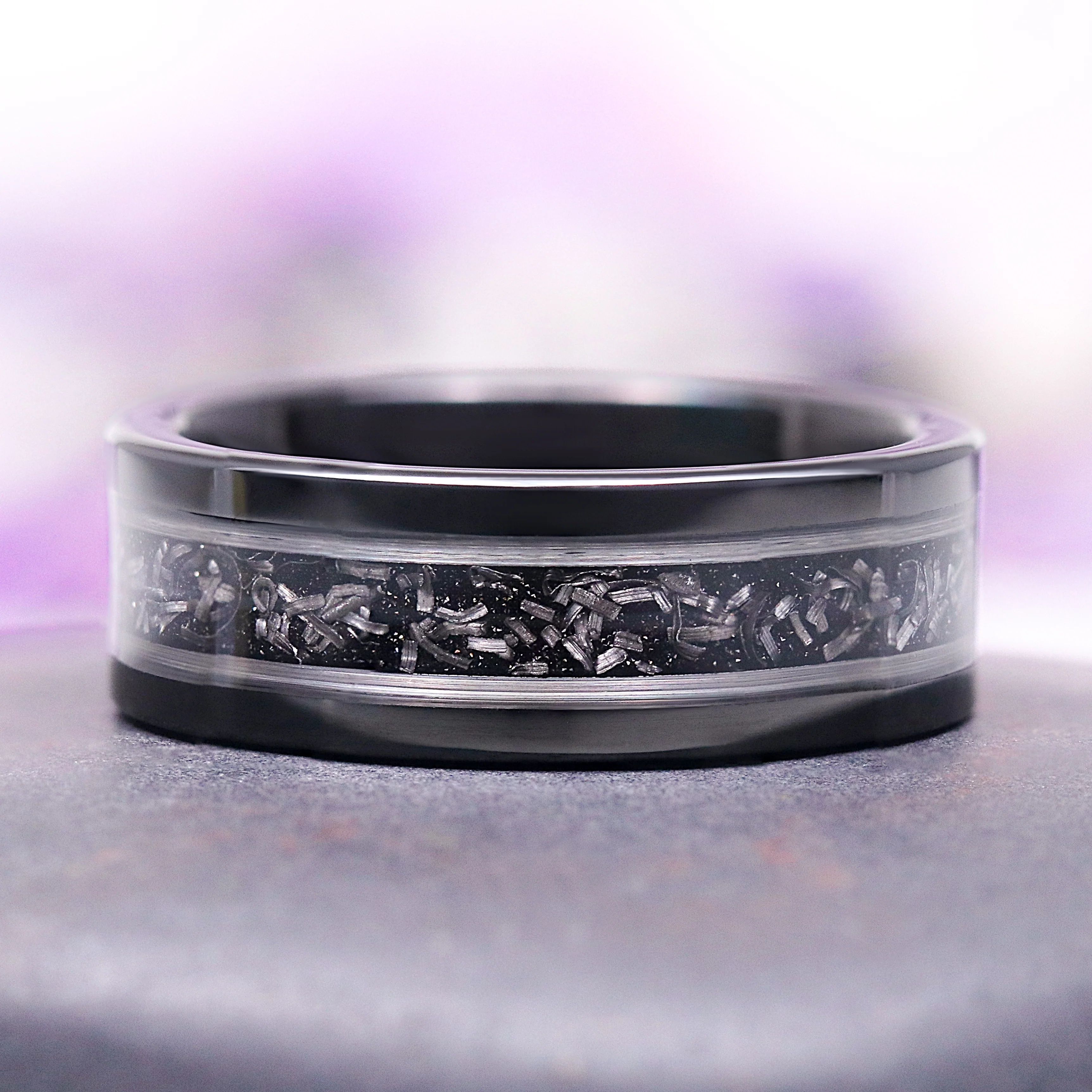 Esme Gray Moissanite and Meteorite Couples Ring Set - Image 3