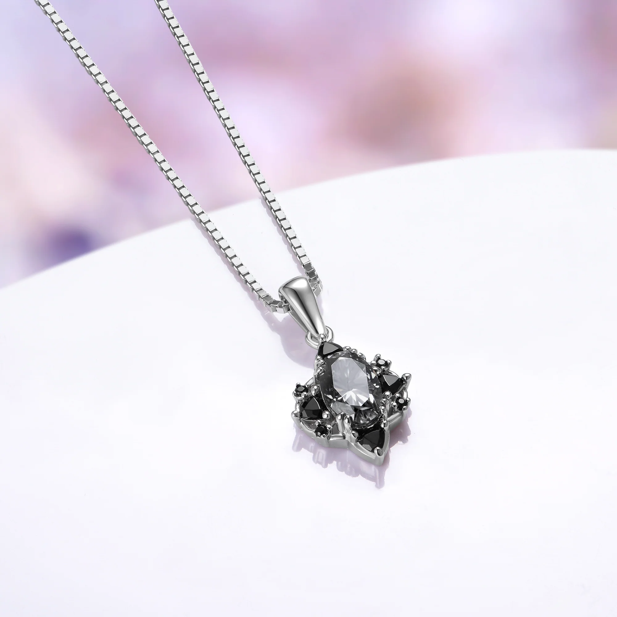 Esme Gray Moissanite & Black Onyx Necklace in Sterling Silver - Image 3