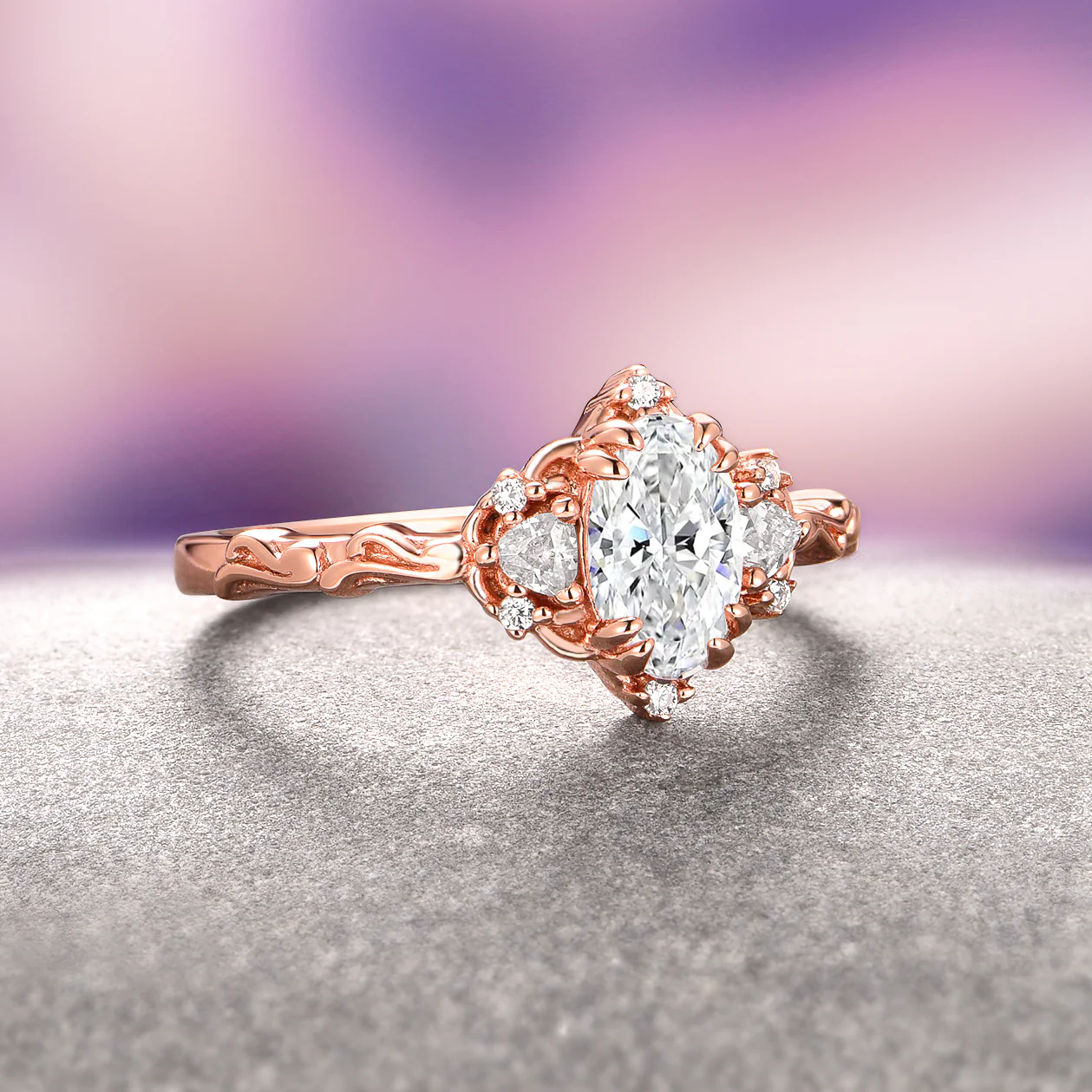 Esme Moissanite Engagment Ring- 14K Solid Rose Gold - Image 2