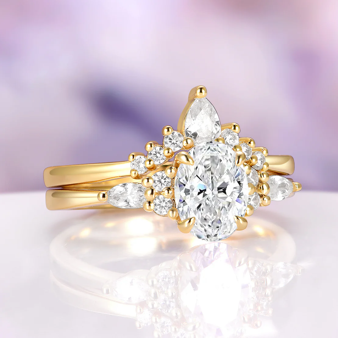 Estée Moissanite Engagement Ring Set in Solid 14K Yellow Gold - Image 2