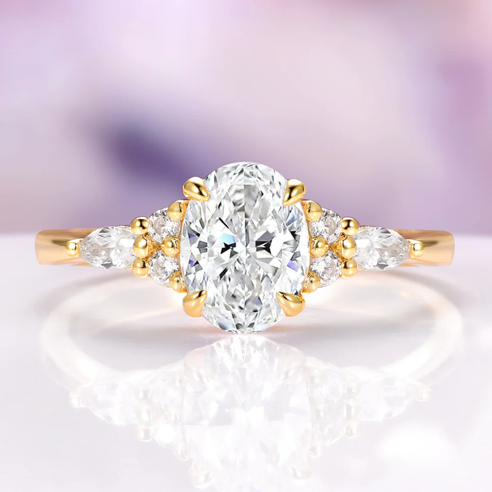 Estée Moissanite Engagement Ring Set in Solid 14K Yellow Gold - Image 3