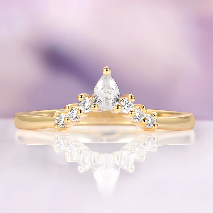 Estée Moissanite Engagement Ring Set in Solid 14K Yellow Gold - Image 5
