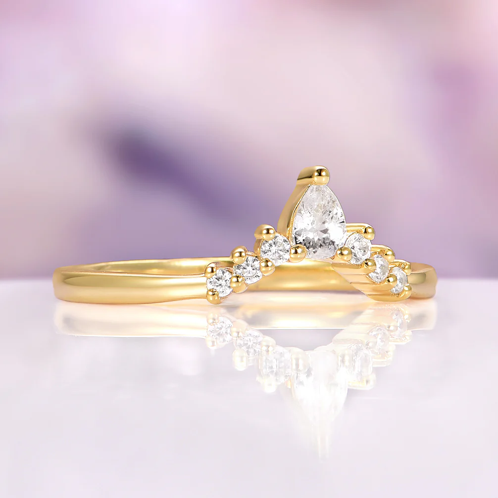 Estée Moissanite Engagement Ring Set in Solid 14K Yellow Gold - Image 6