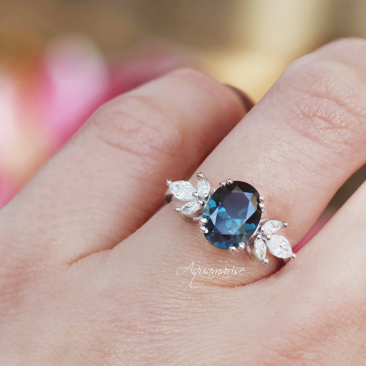 Eva London Blue Topaz Engagement Ring in Sterling Silver - Image 3