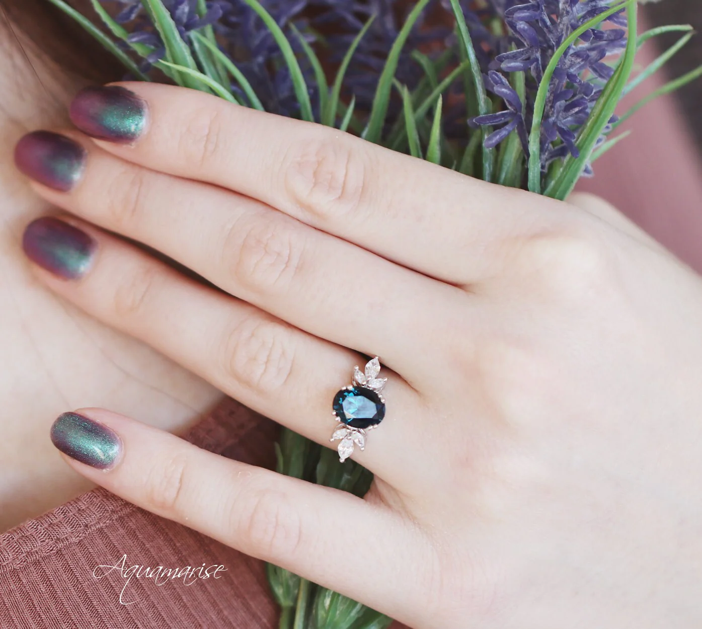 Eva London Blue Topaz Engagement Ring in Sterling Silver - Image 4