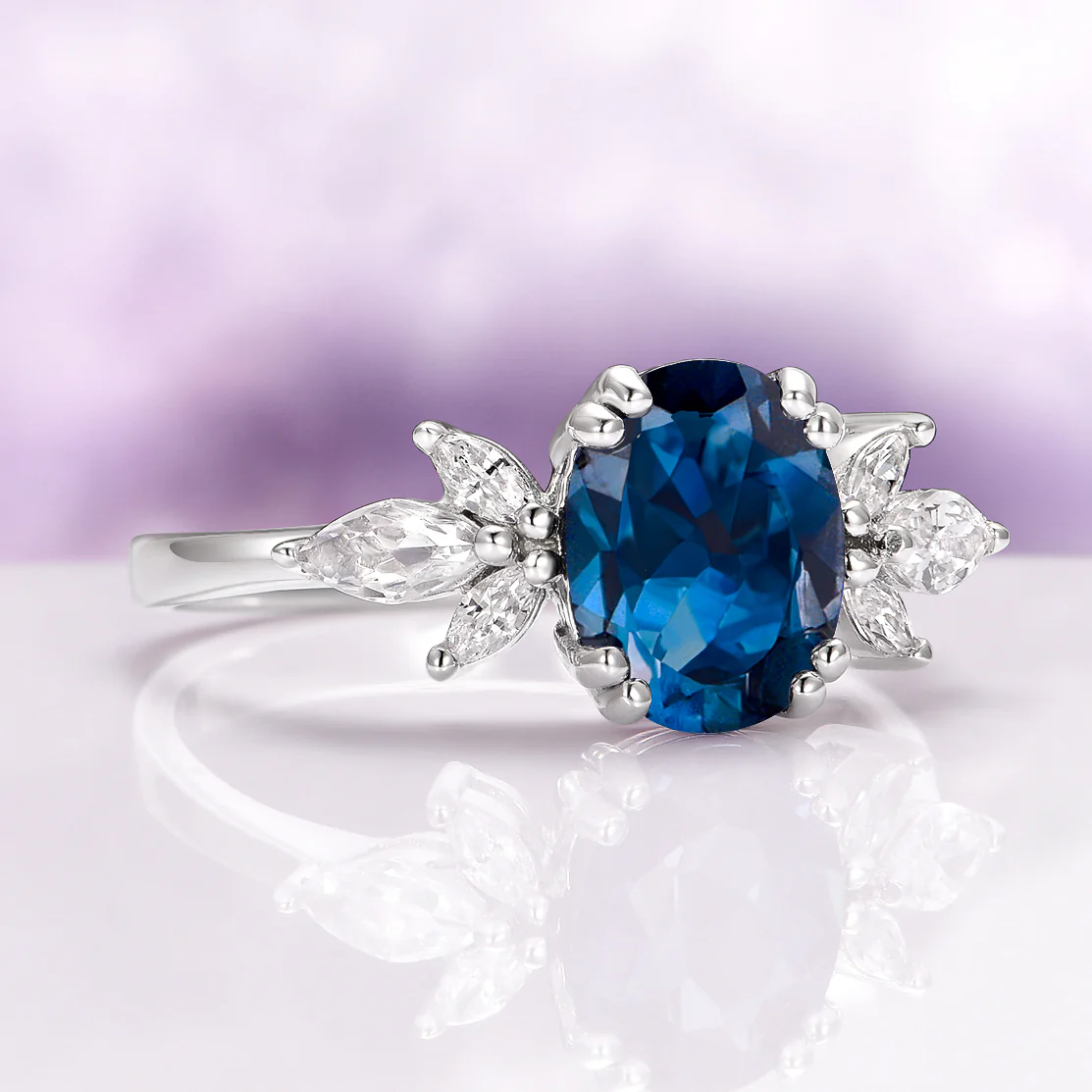 Eva London Blue Topaz Engagement Ring in Sterling Silver - Image 6