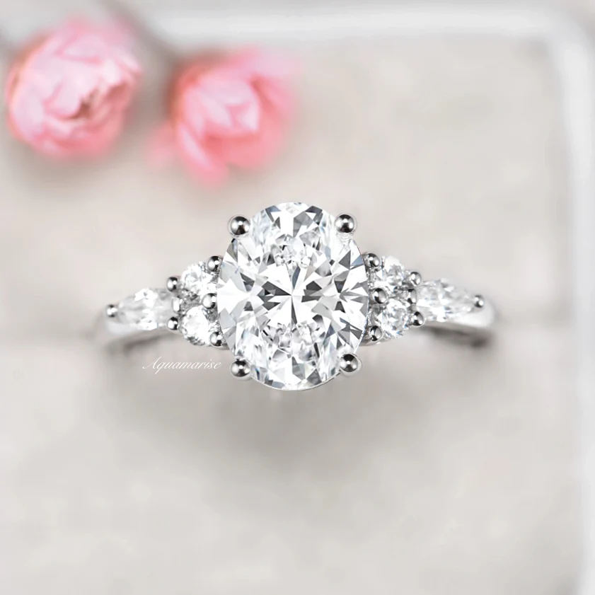 Evelyn Oval Cut Lab-Grown Diamond Engagement Ring in 14K White Gold (IGI Certified) - Image 3