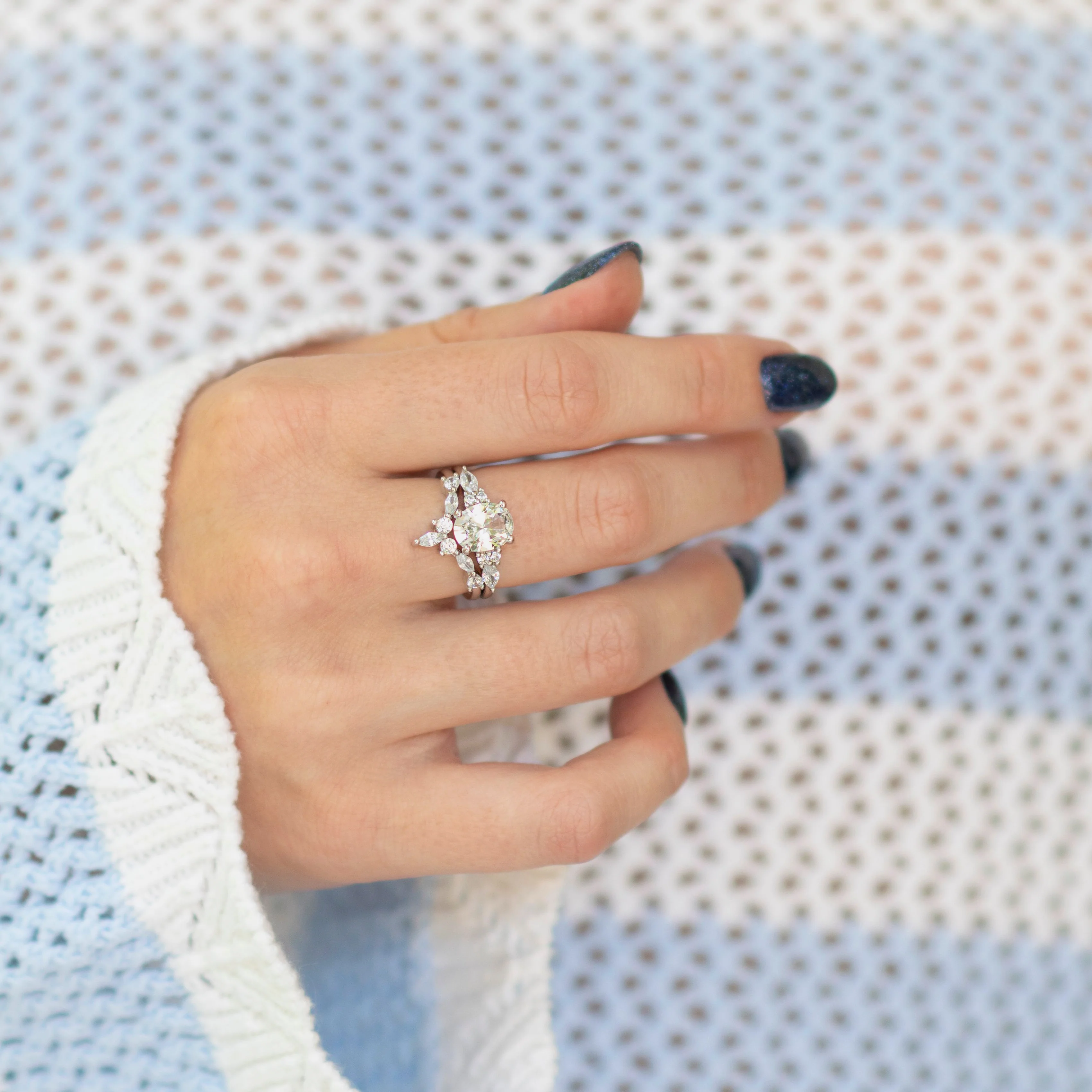 Evelyn Oval Cut White Sapphire Engagement Ring in Sterling Silver - Image 2