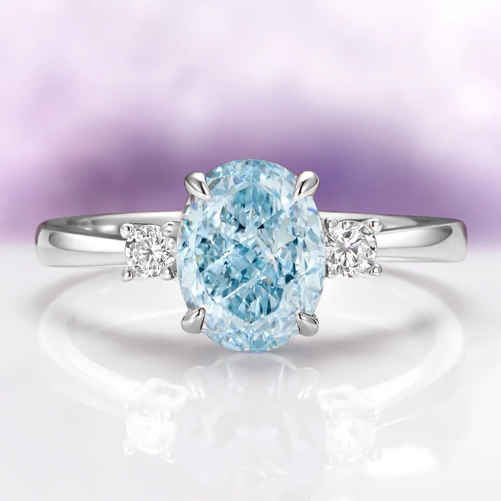 Everly Oval Cut Aquamarine Engagement Ring in 14K White Gold